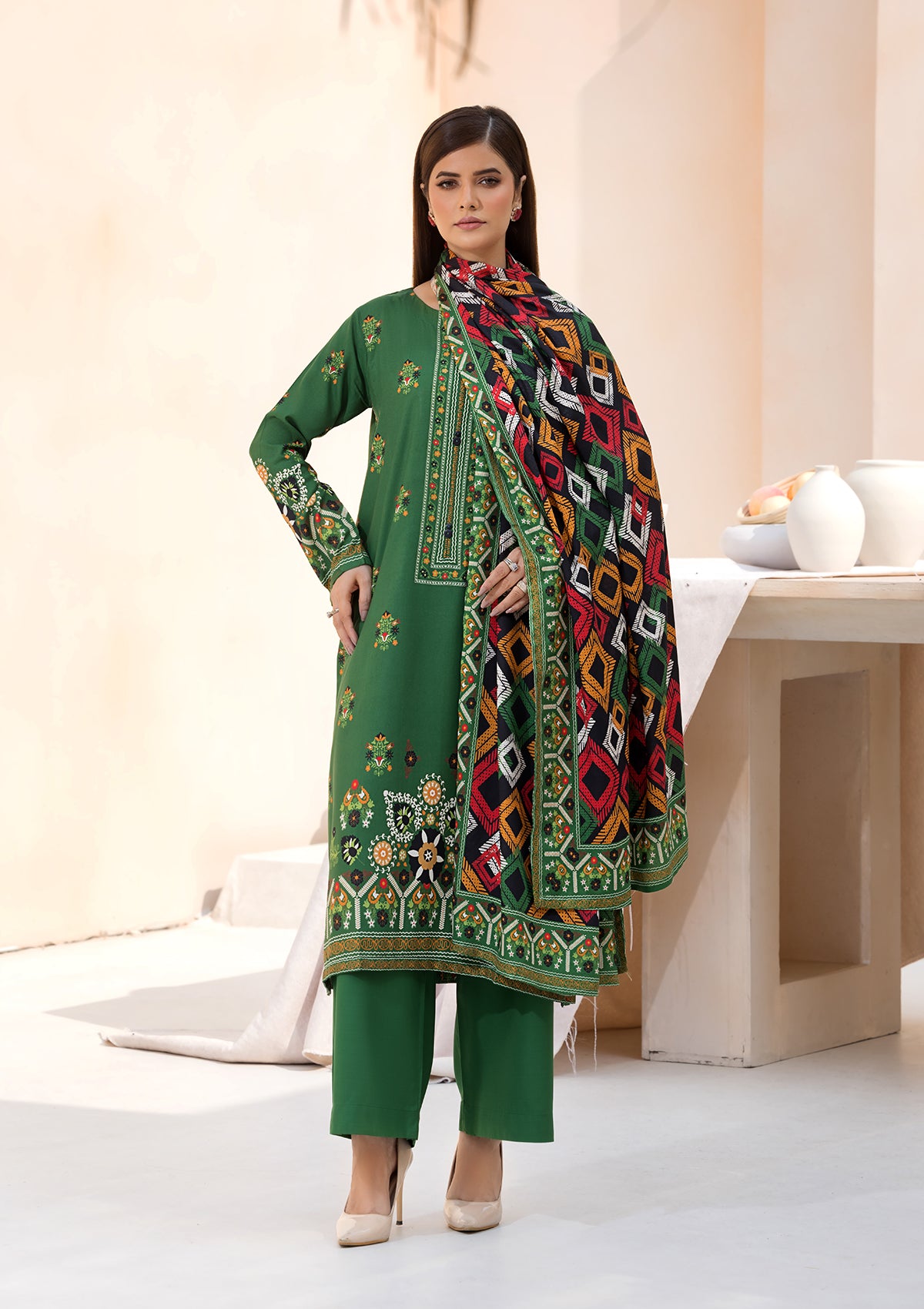 Printed Linen BT6545-GRN