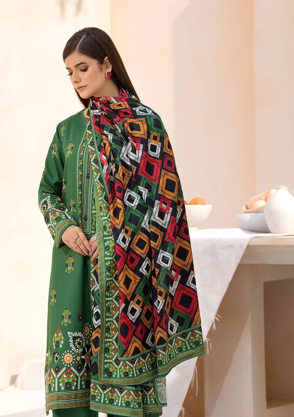 Printed Linen BT6545-GRN Bin Tayyab