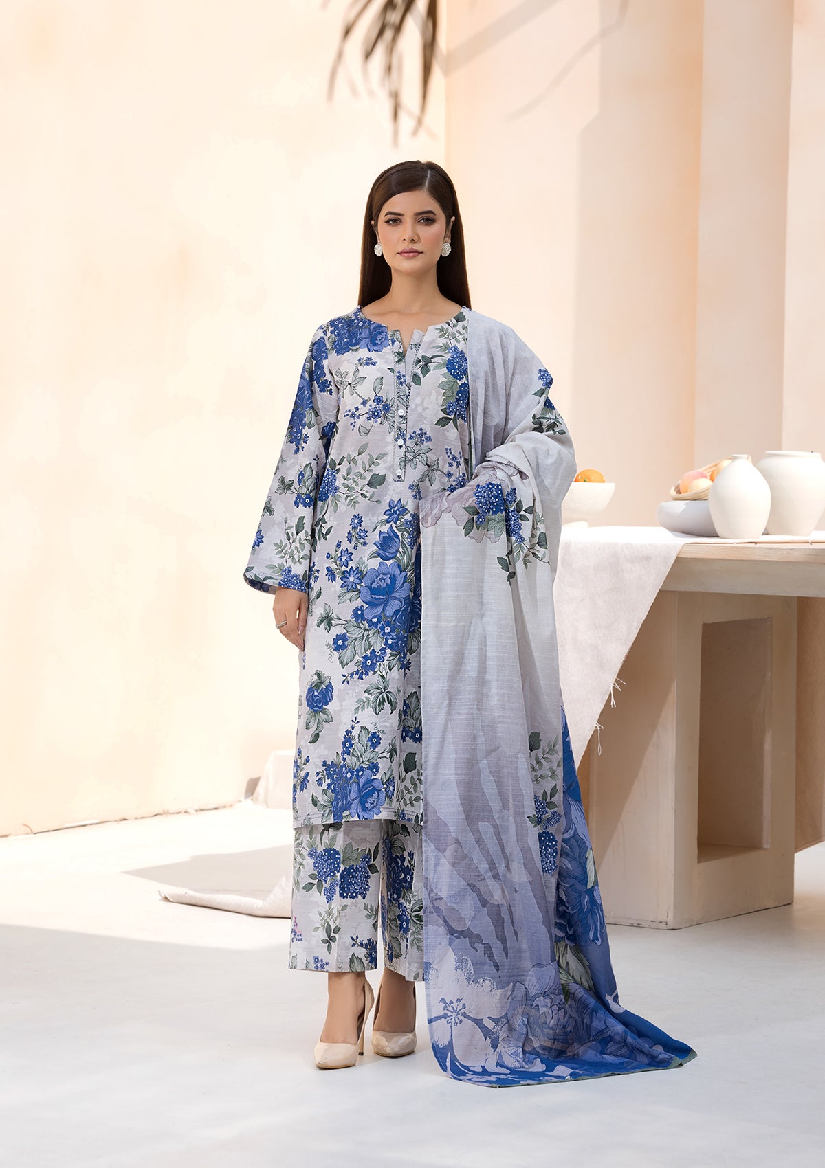 Printed Khaddar BT6544-SKBL
