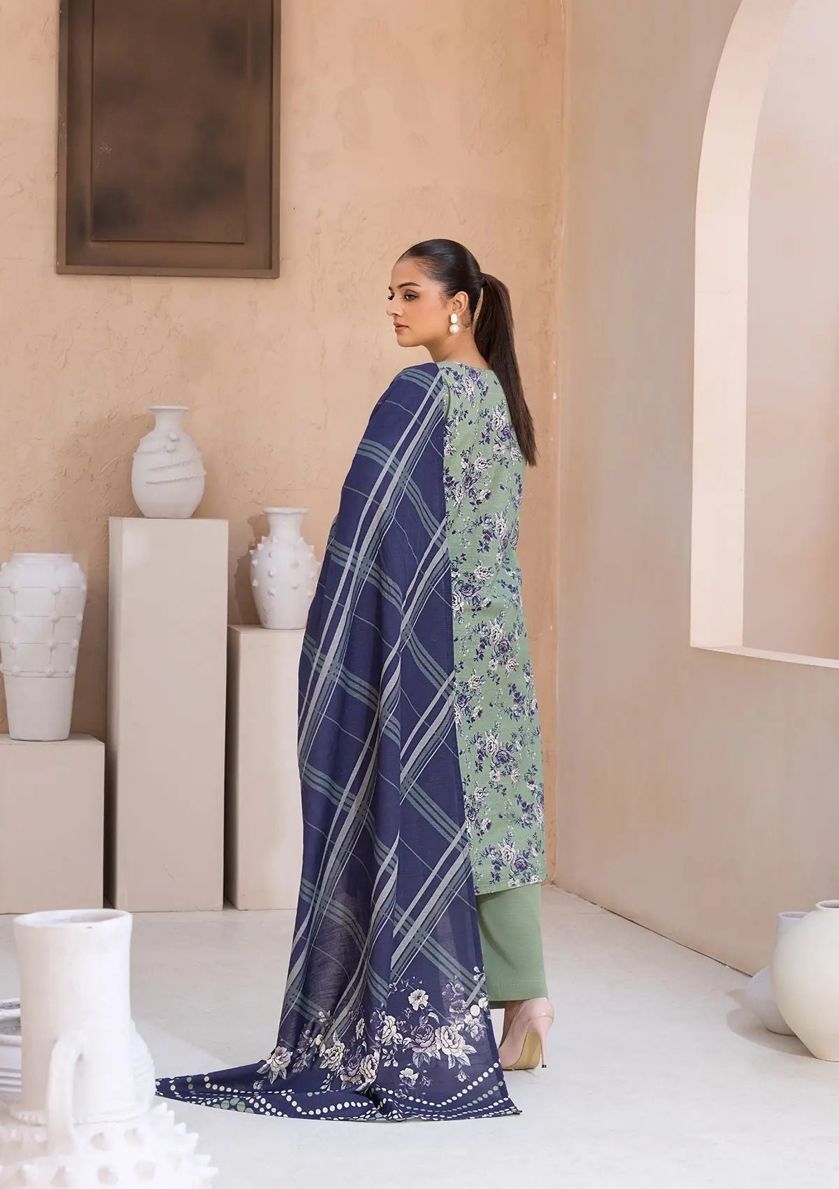 PRINTED KHADDAR BT6526-L-GRN Bin Tayyab