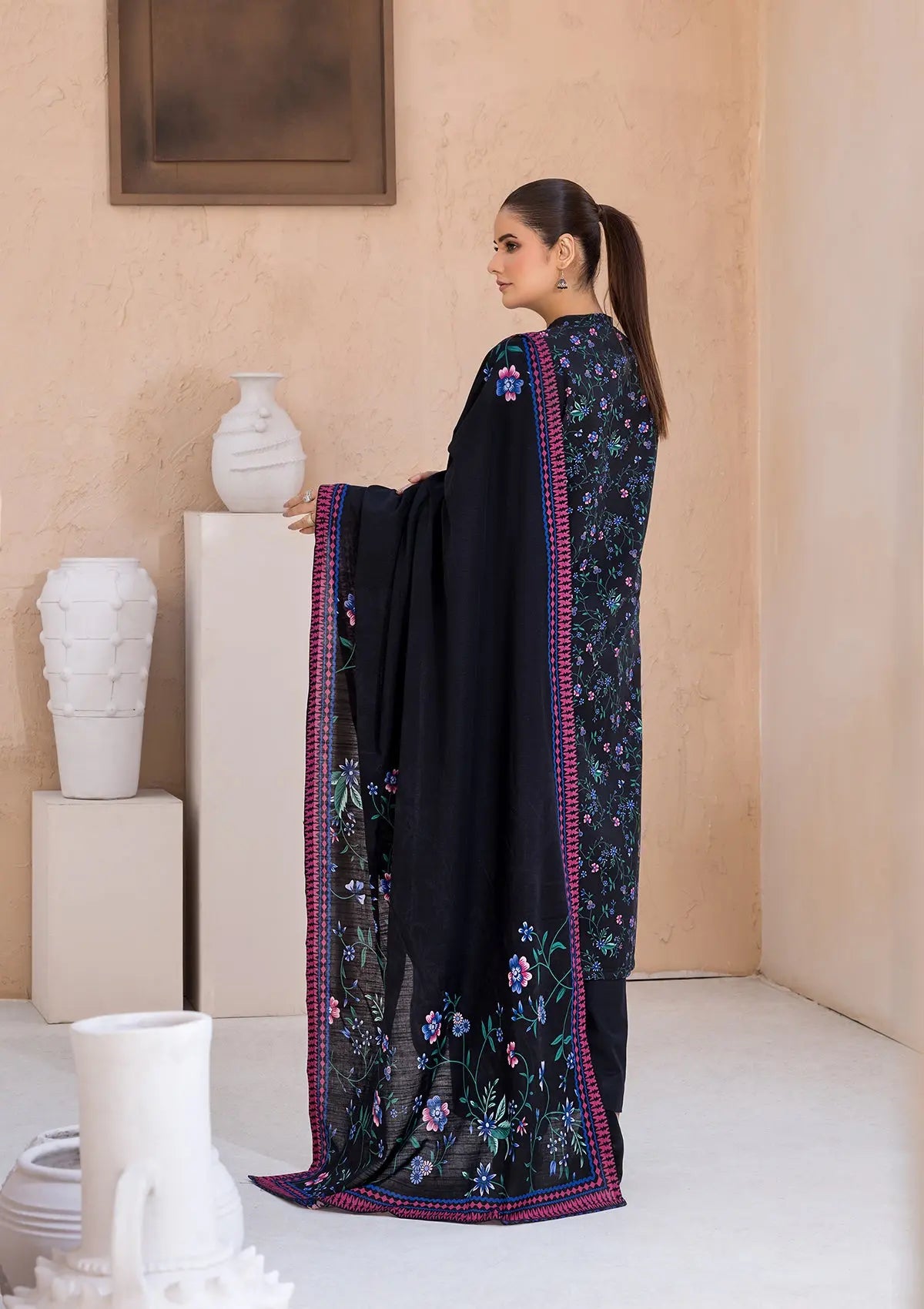 PRINTED KHADDAR BT6526-BLK Bin Tayyab