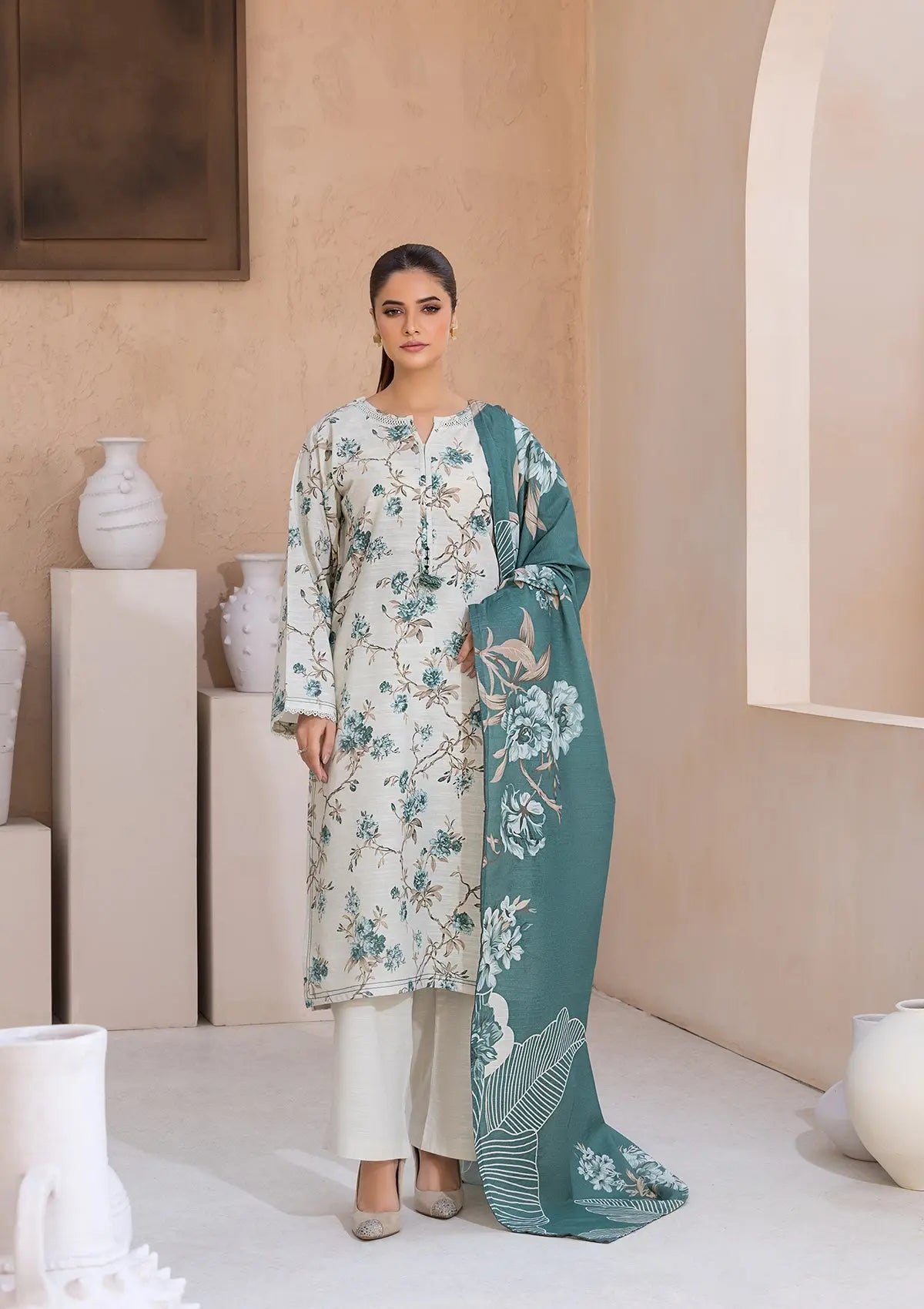 PRINTED KHADDAR BT6526-MNT Bin Tayyab