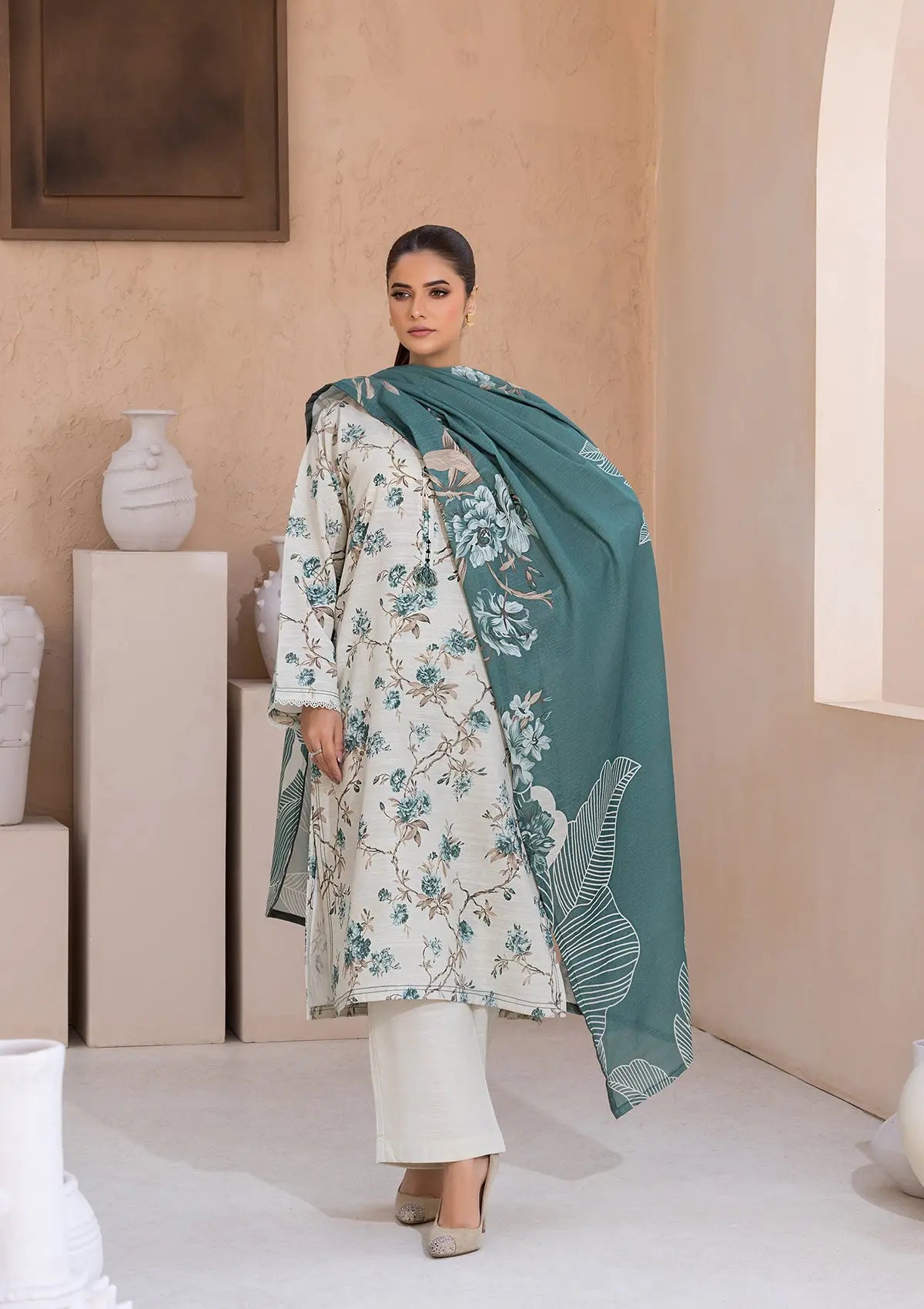 PRINTED KHADDAR BT6526-MNT Bin Tayyab