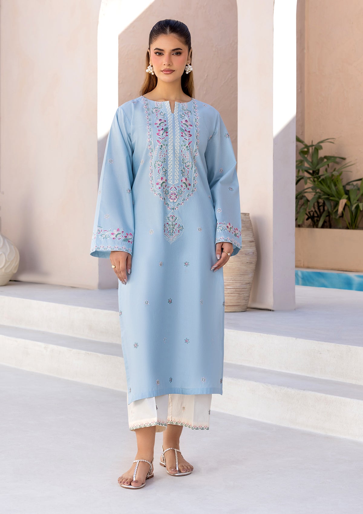 EMBROIDERED COTTON BT006686-BLU