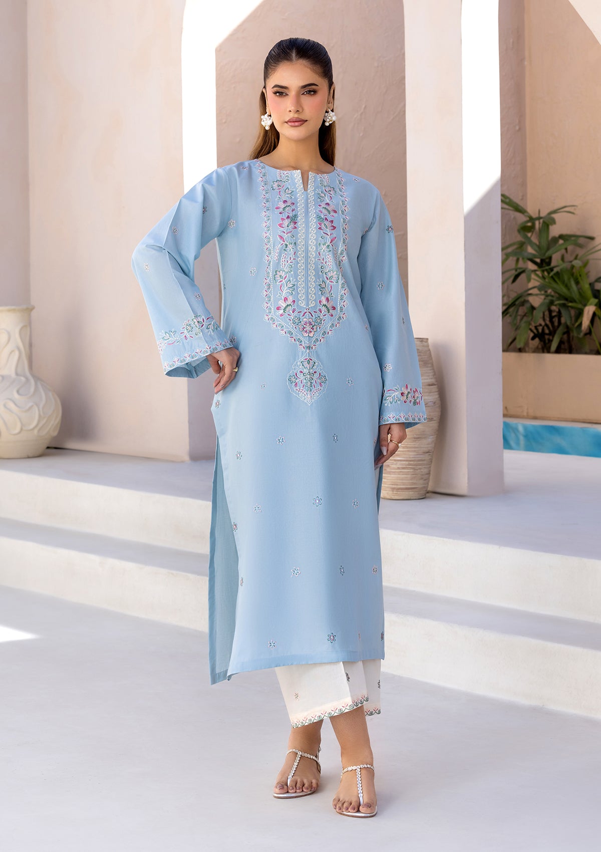 EMBROIDERED COTTON BT006686-BLU