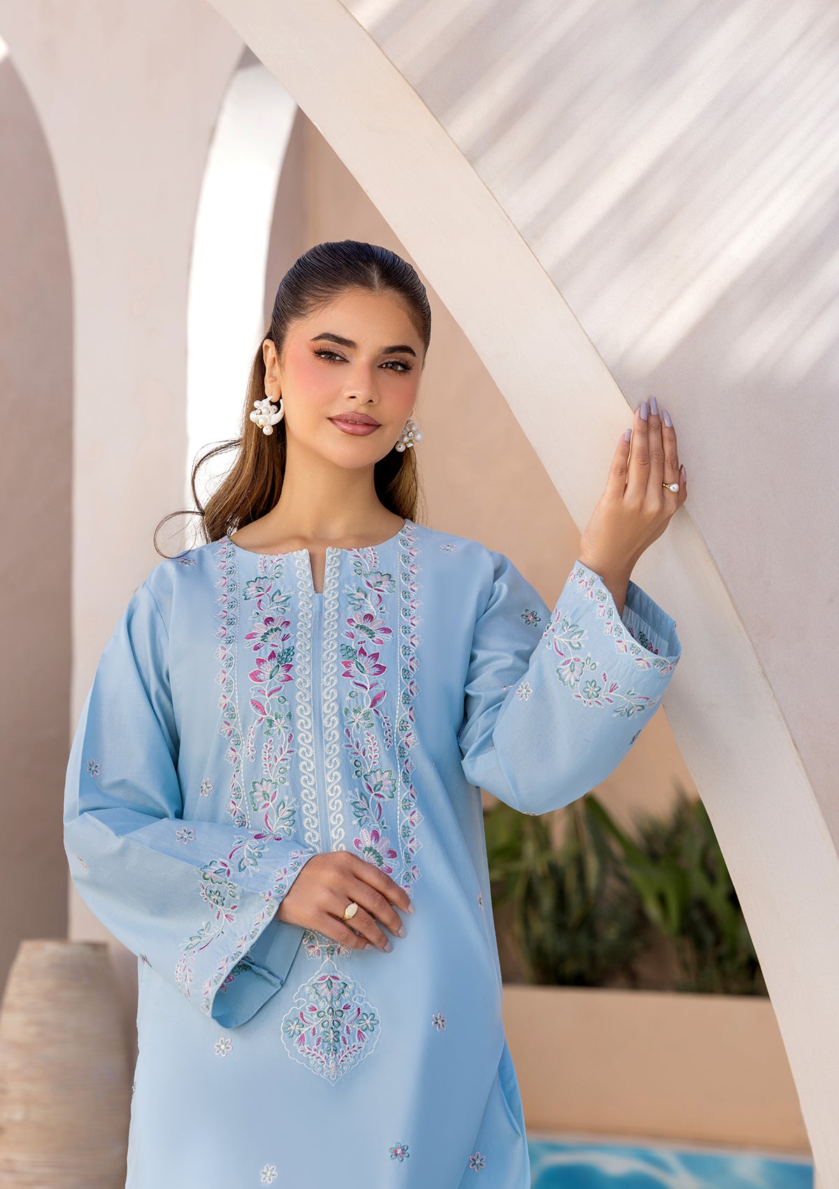 EMBROIDERED COTTON BT006686-BLU