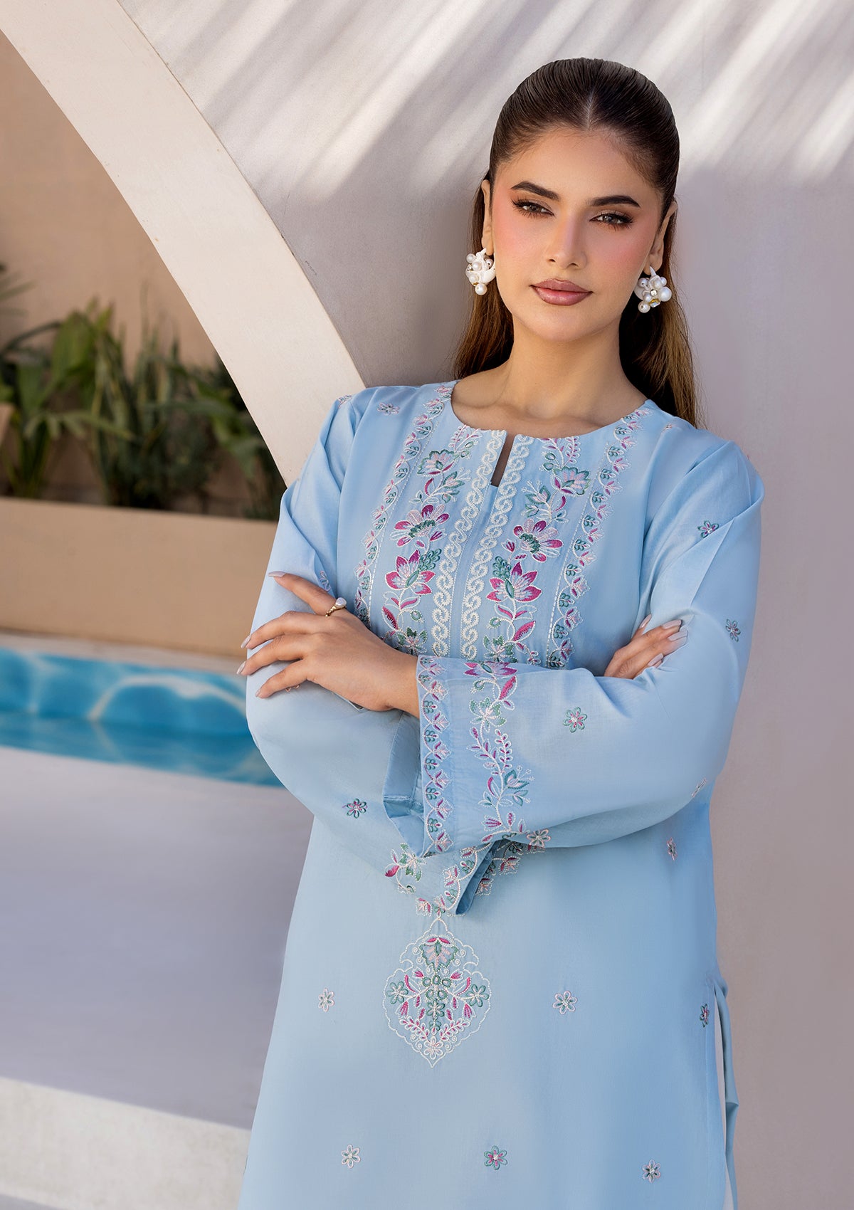 EMBROIDERED COTTON BT006686-BLU