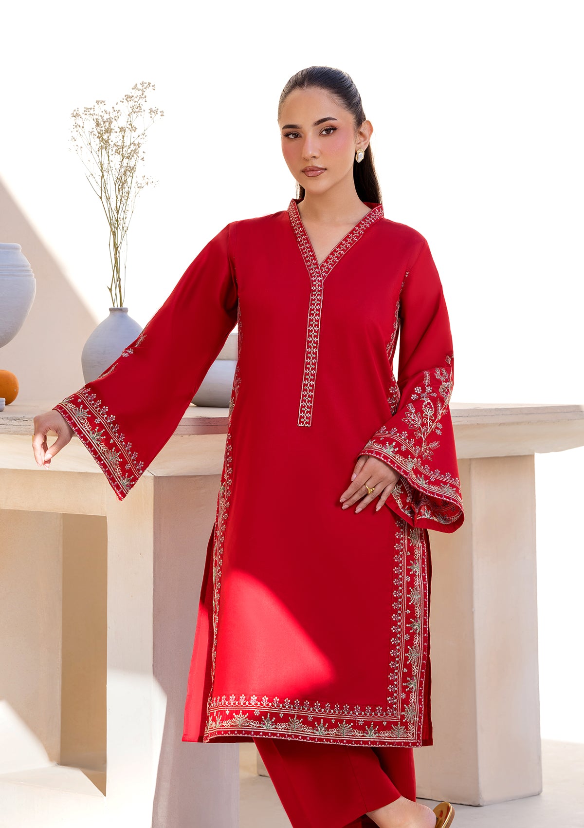EMBROIDERED COTTON BT006686-RED