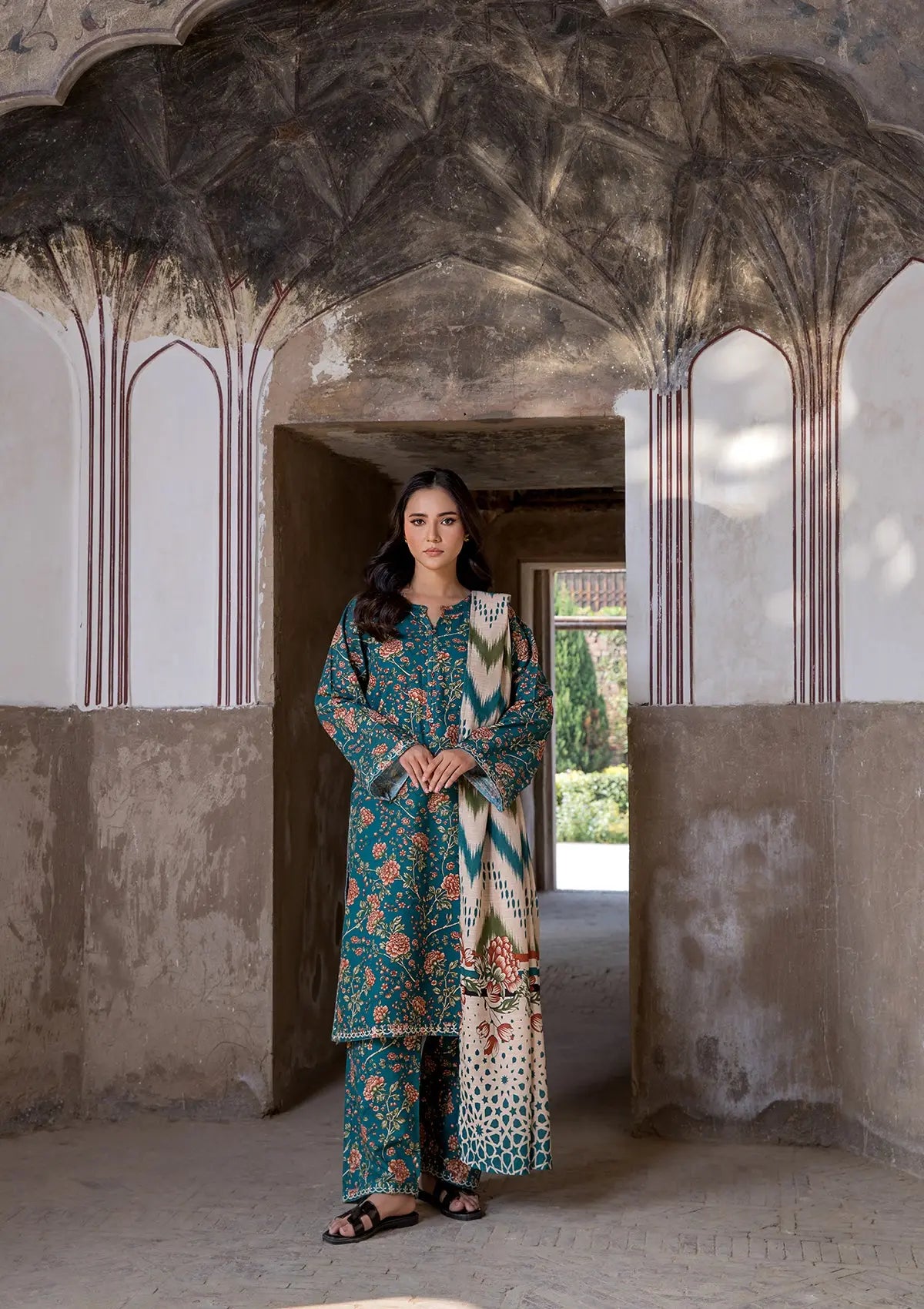 EMBROIDERED KHADDAR BT6512-CGN Bin Tayyab