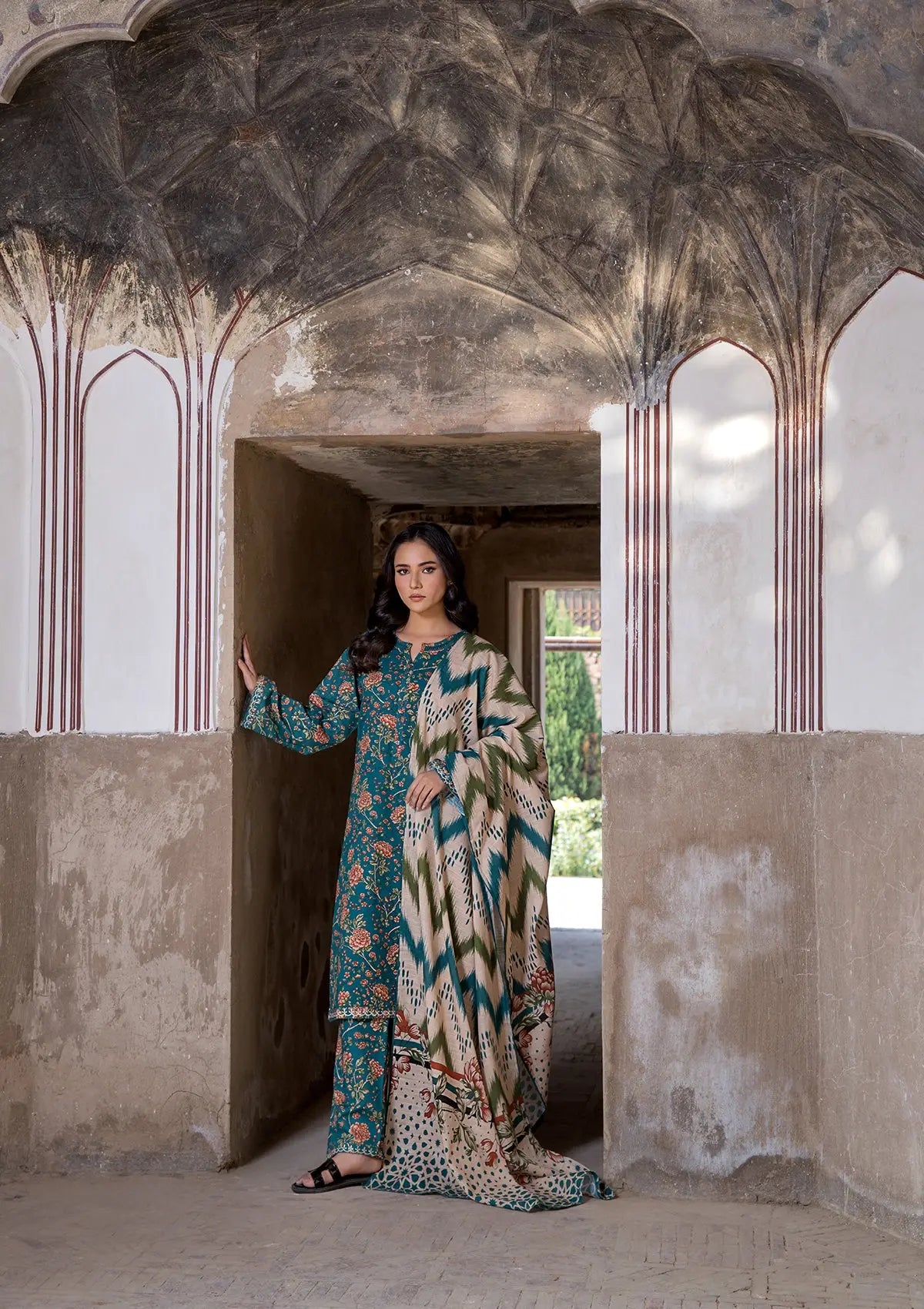 EMBROIDERED KHADDAR BT6512-CGN Bin Tayyab