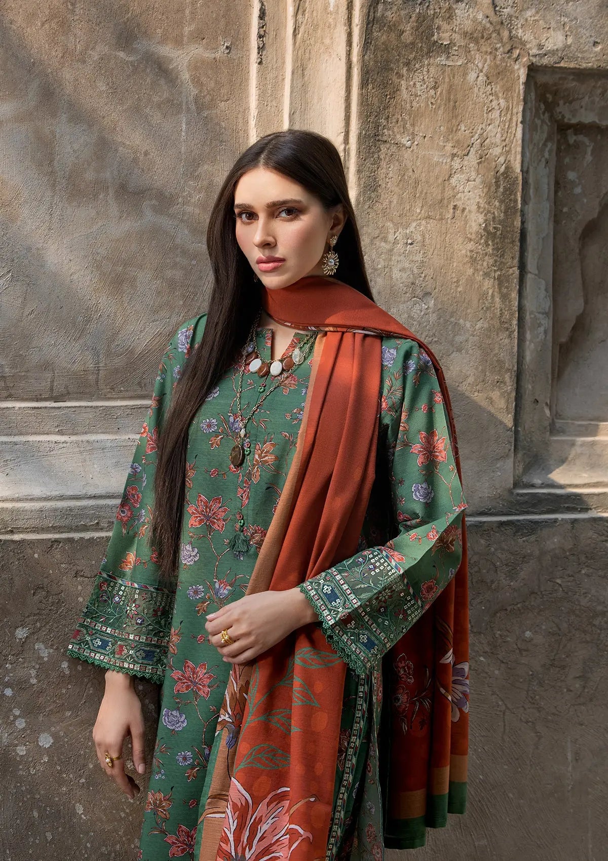 EMBROIDERED KHADDAR BT6513-GRN Bin Tayyab