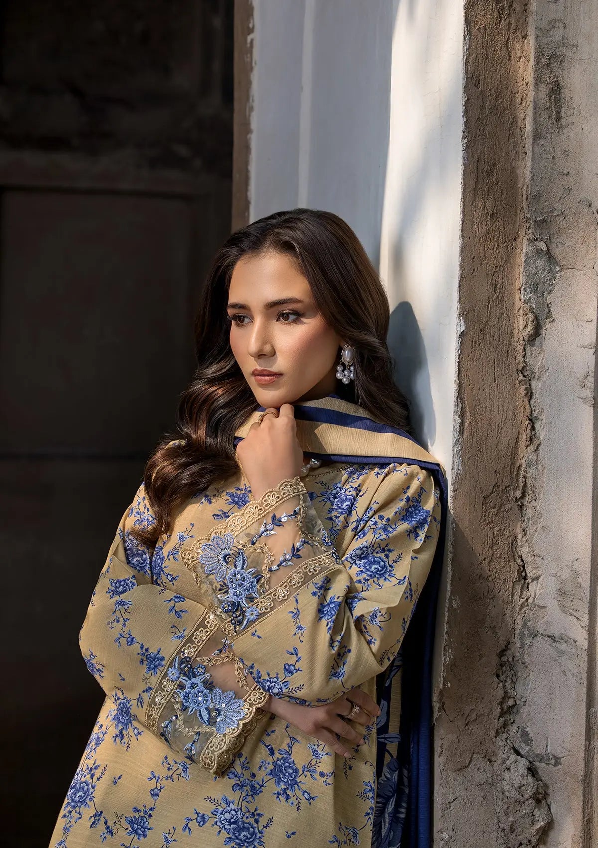 EMBROIDERED KHADDAR BT6513-LMN Bin Tayyab