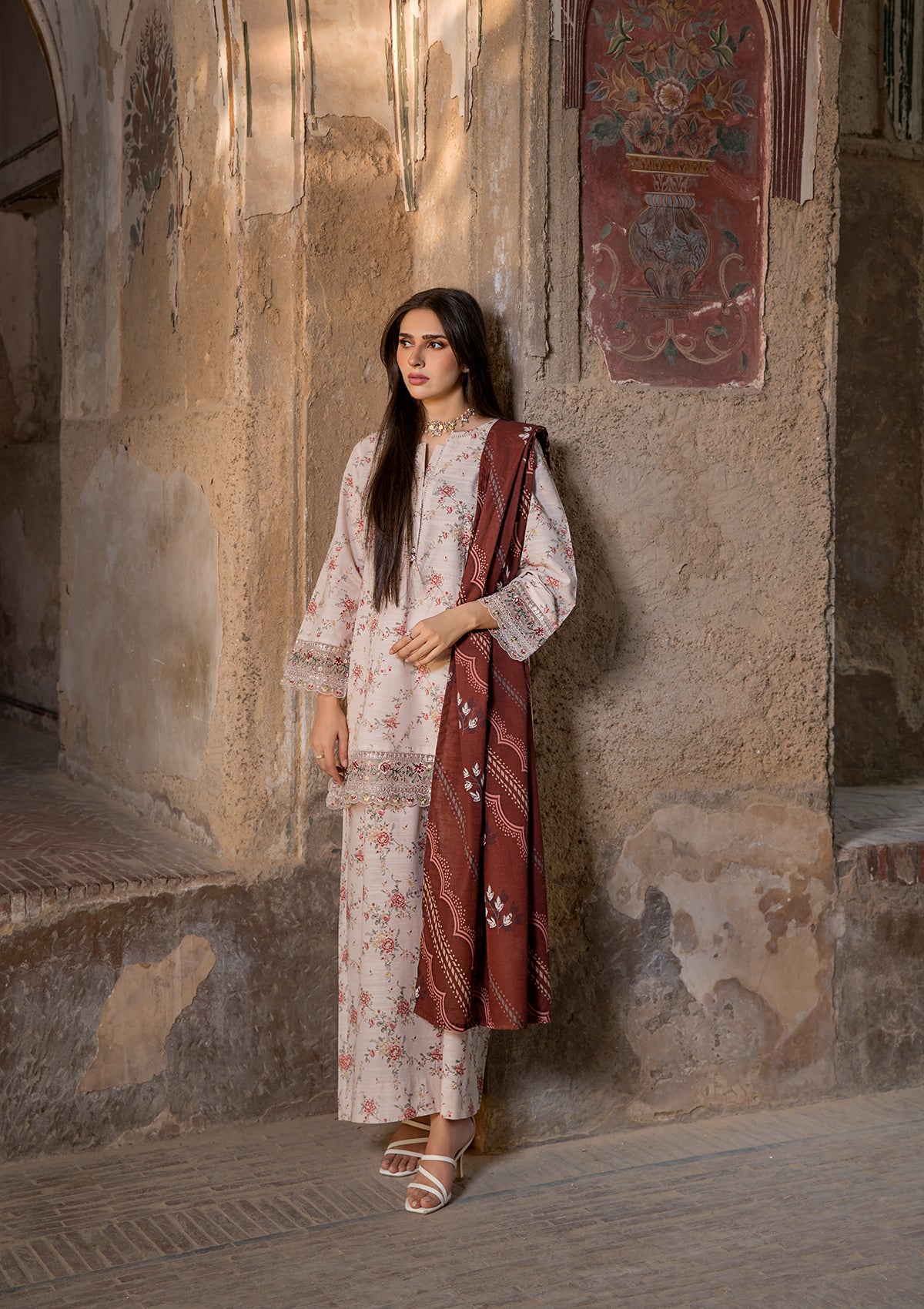 EMBROIDERED KHADDAR BT6513-CRM