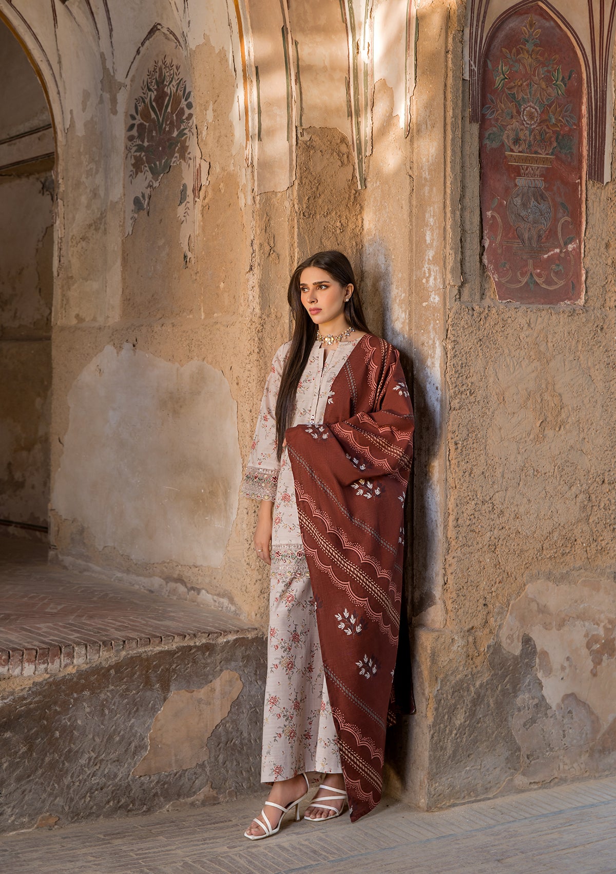 EMBROIDERED KHADDAR BT6513-CRM