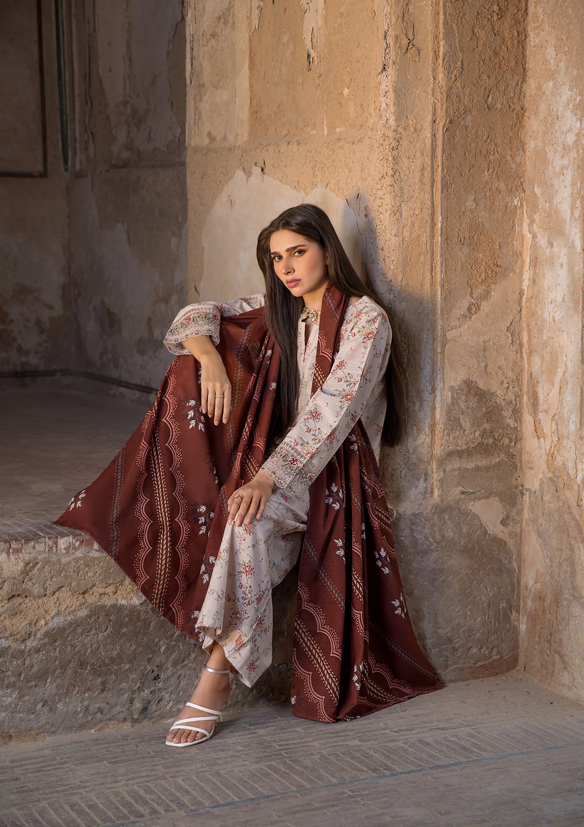 EMBROIDERED KHADDAR BT6513-CRM