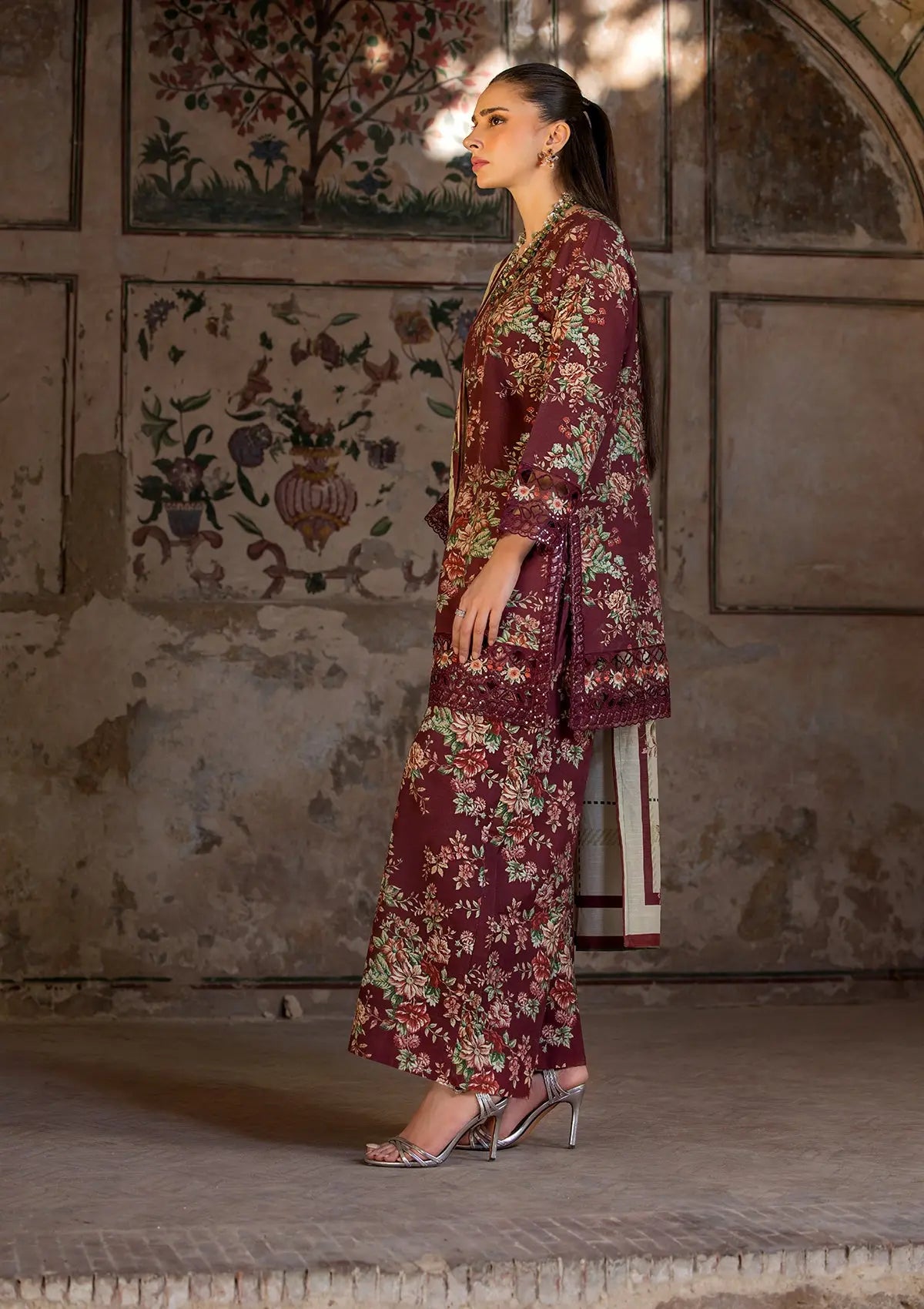 EMBROIDERED KHADDAR BT6513-MRN Bin Tayyab
