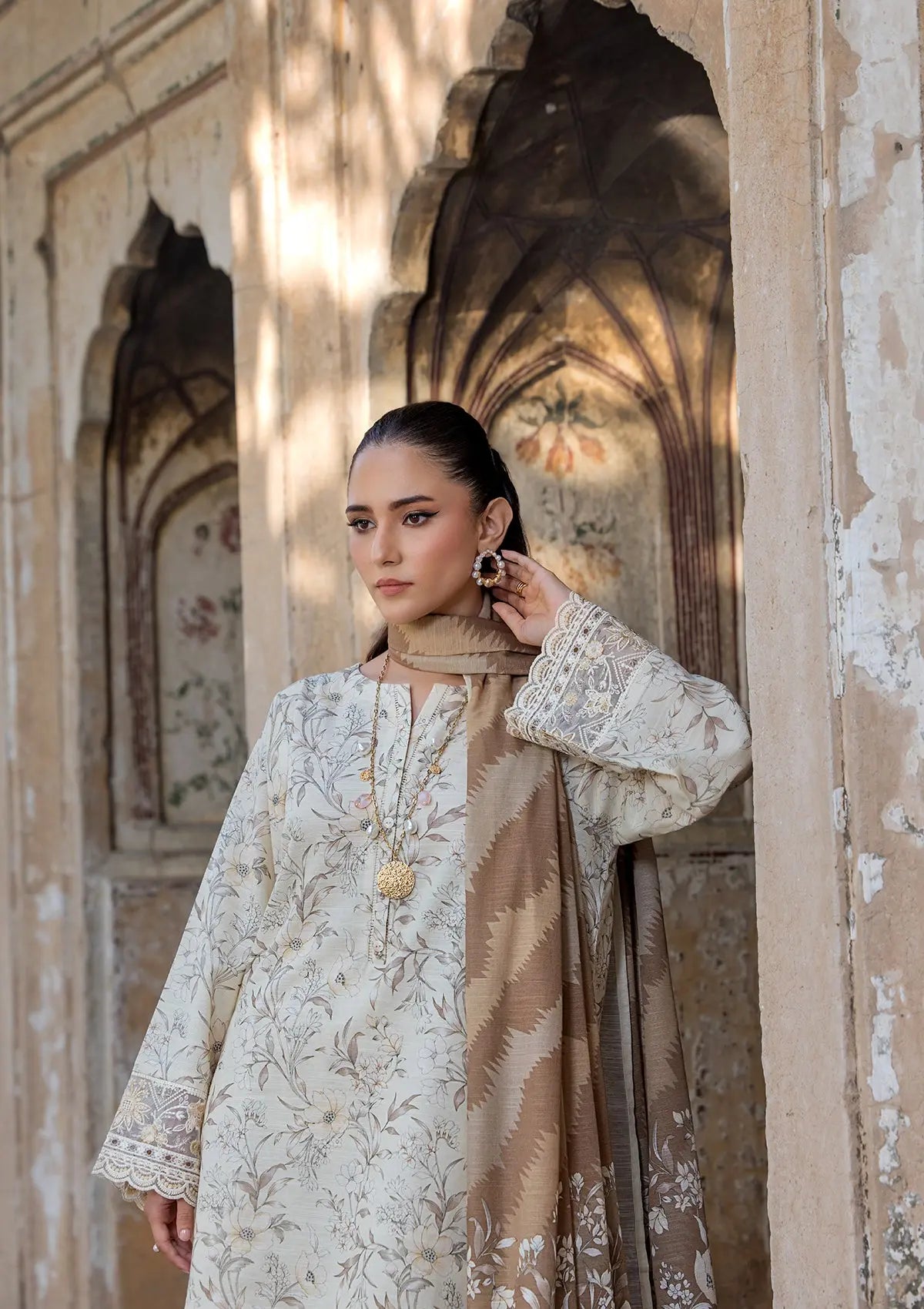 EMBROIDERED KHADDAR BT6513-SKN Bin Tayyab