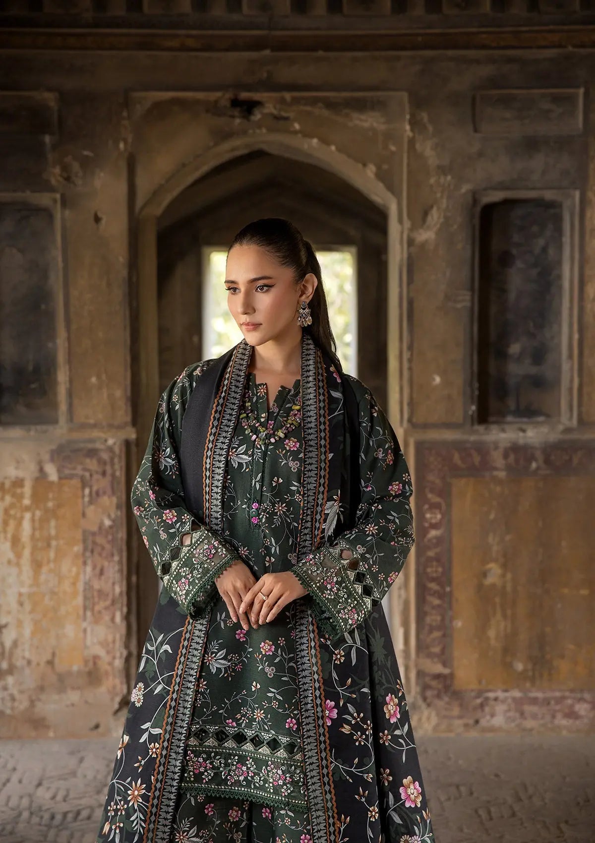 EMBROIDERED KHADDAR BT6513-DGN Bin Tayyab