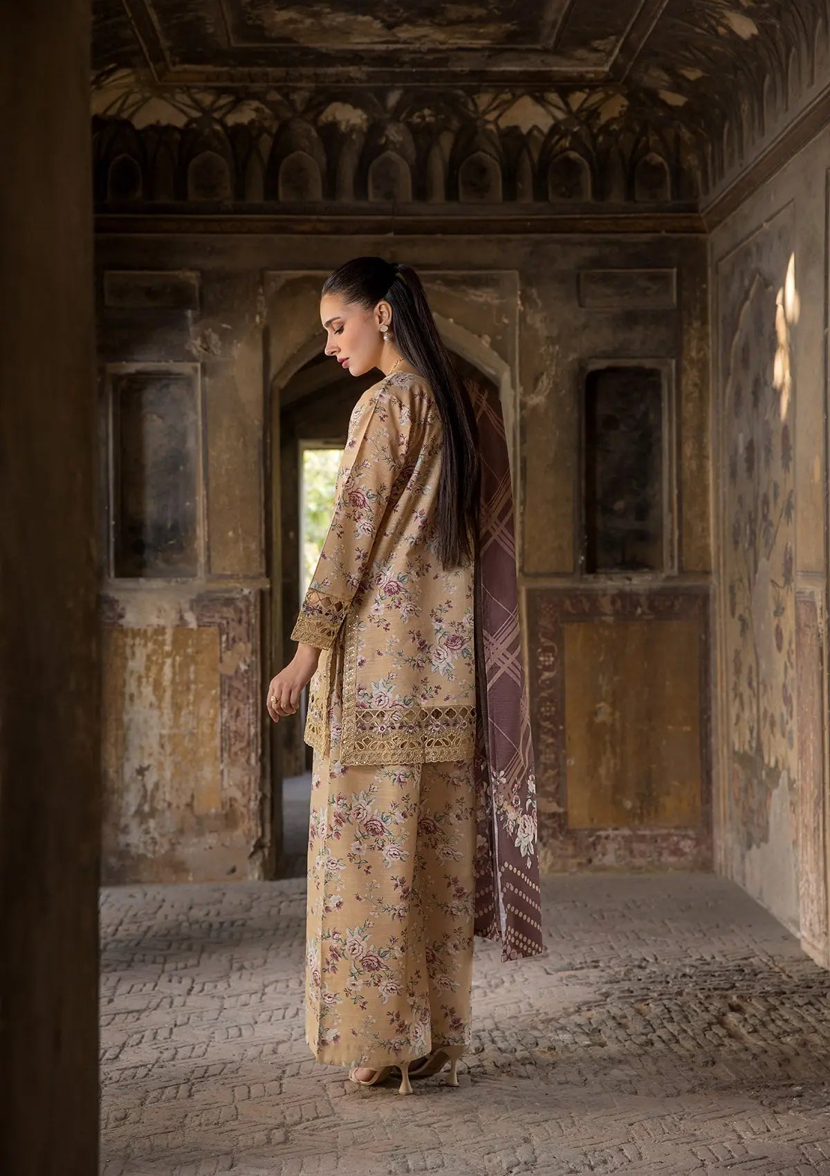 EMBROIDERED KHADDAR BT6513-BRN Bin Tayyab