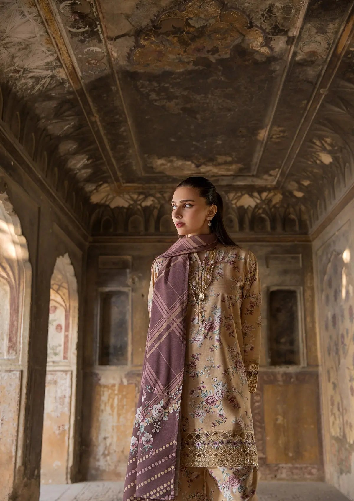 EMBROIDERED KHADDAR BT6513-BRN Bin Tayyab