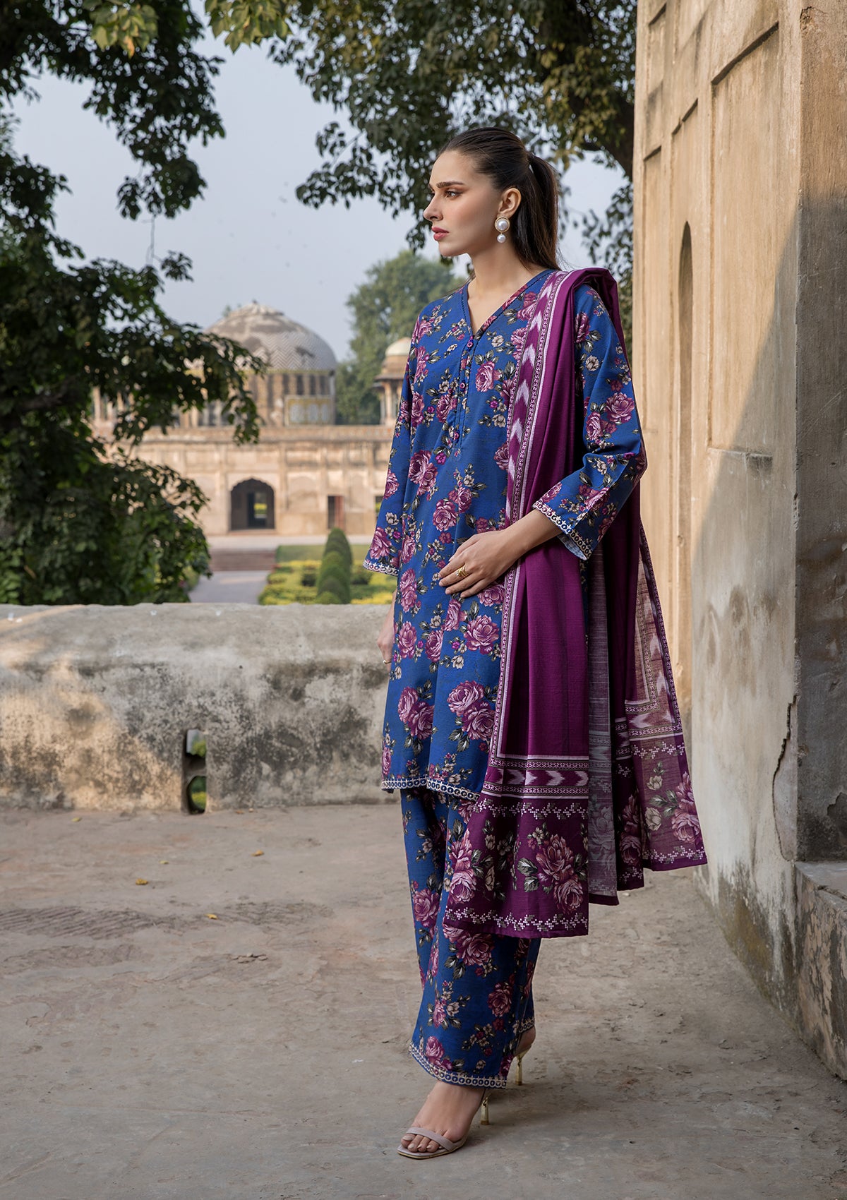 EMBROIDERED KHADDAR BT6512-BLU