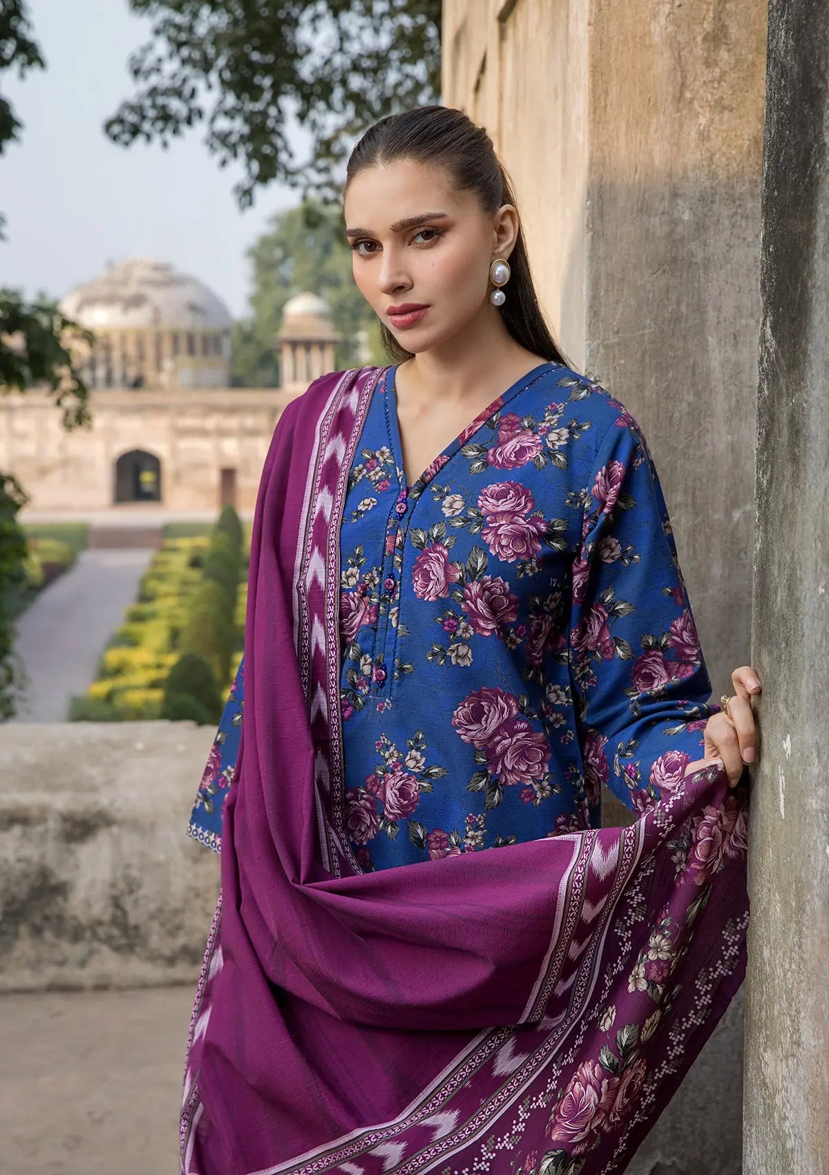 EMBROIDERED KHADDAR BT6512-BLU Bin Tayyab