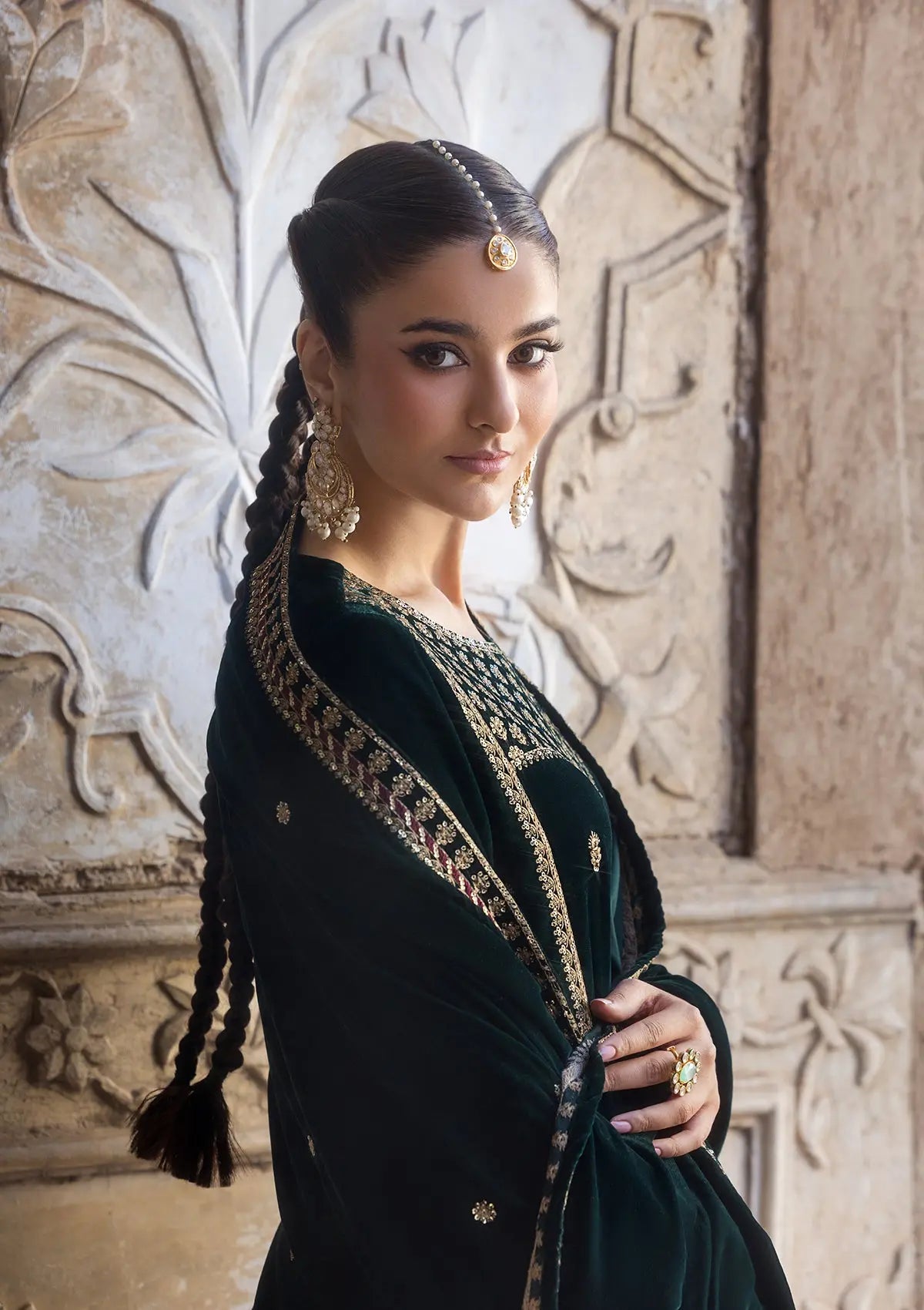 Embroidered Velvet BT6529-CGN Bin Tayyab