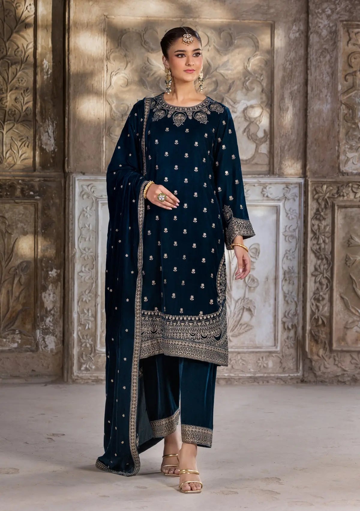 Embroidered Velvet BT6529-DBL Bin Tayyab