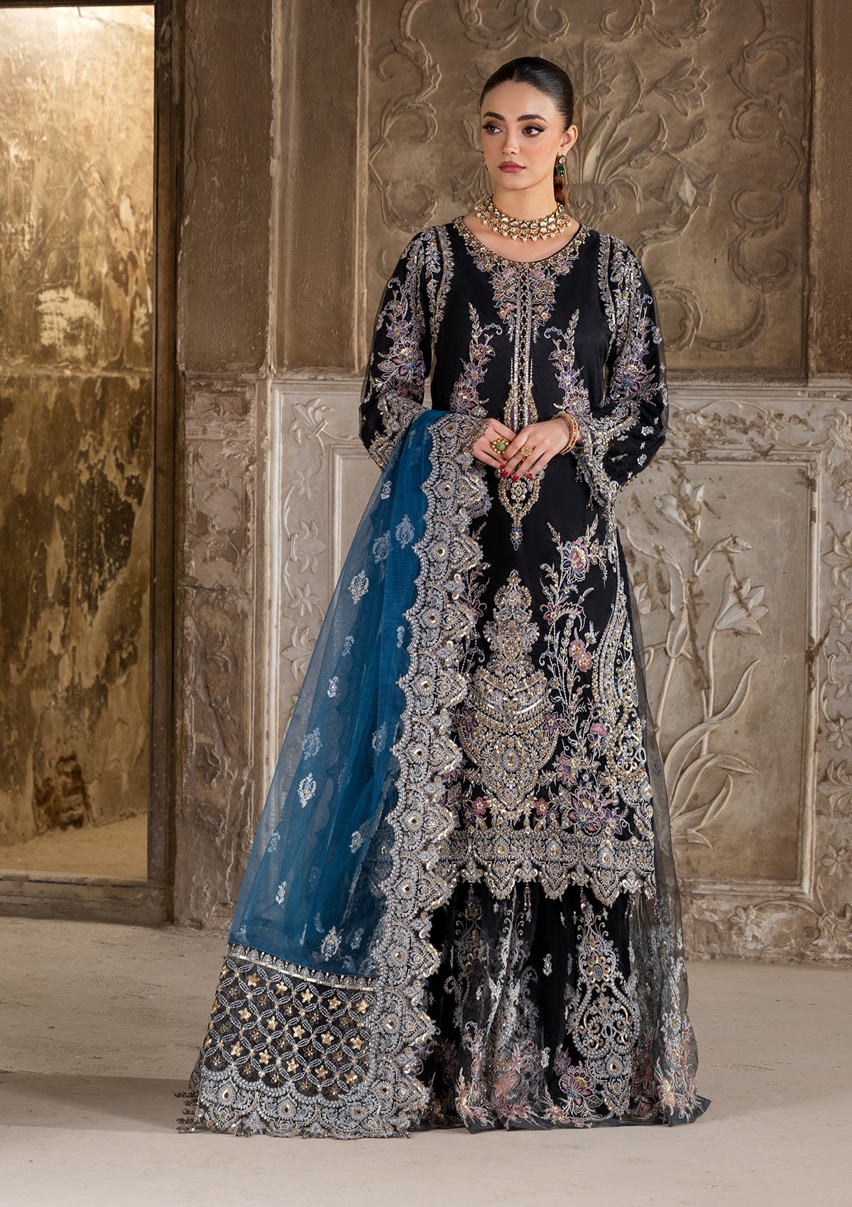 Embroidered Organza BT-6683-BLK