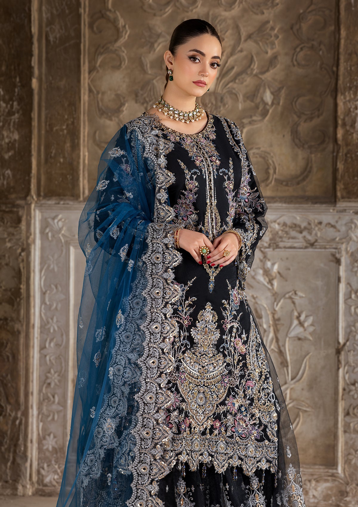 Embroidered Organza BT-6683-BLK