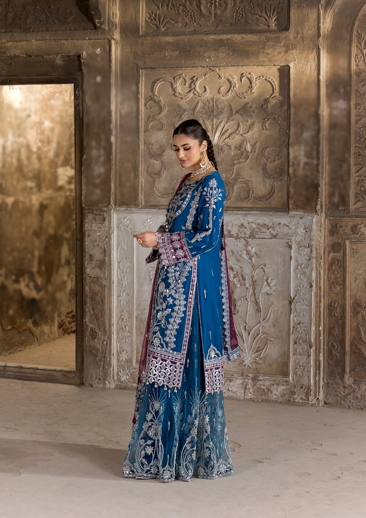 Embroidered Net BT6633-BLU