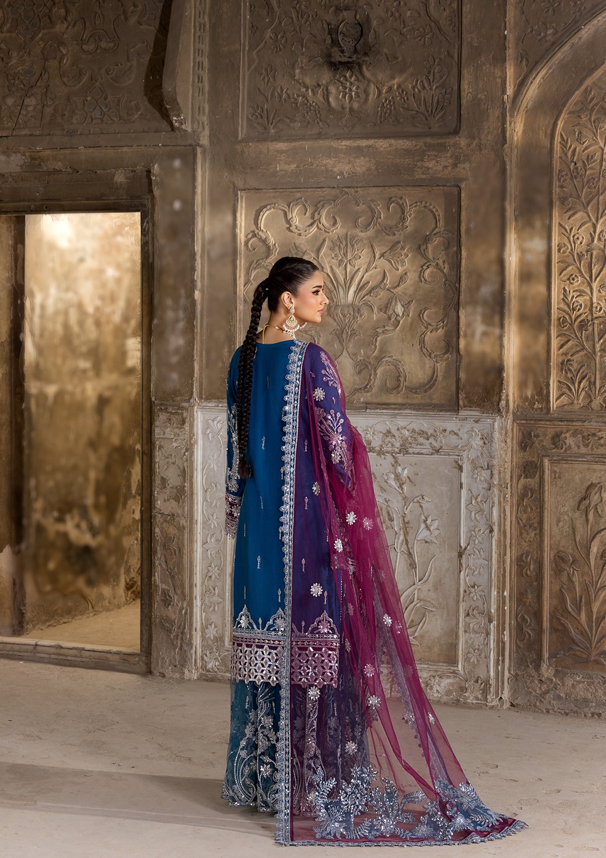 Embroidered Net BT6633-BLU