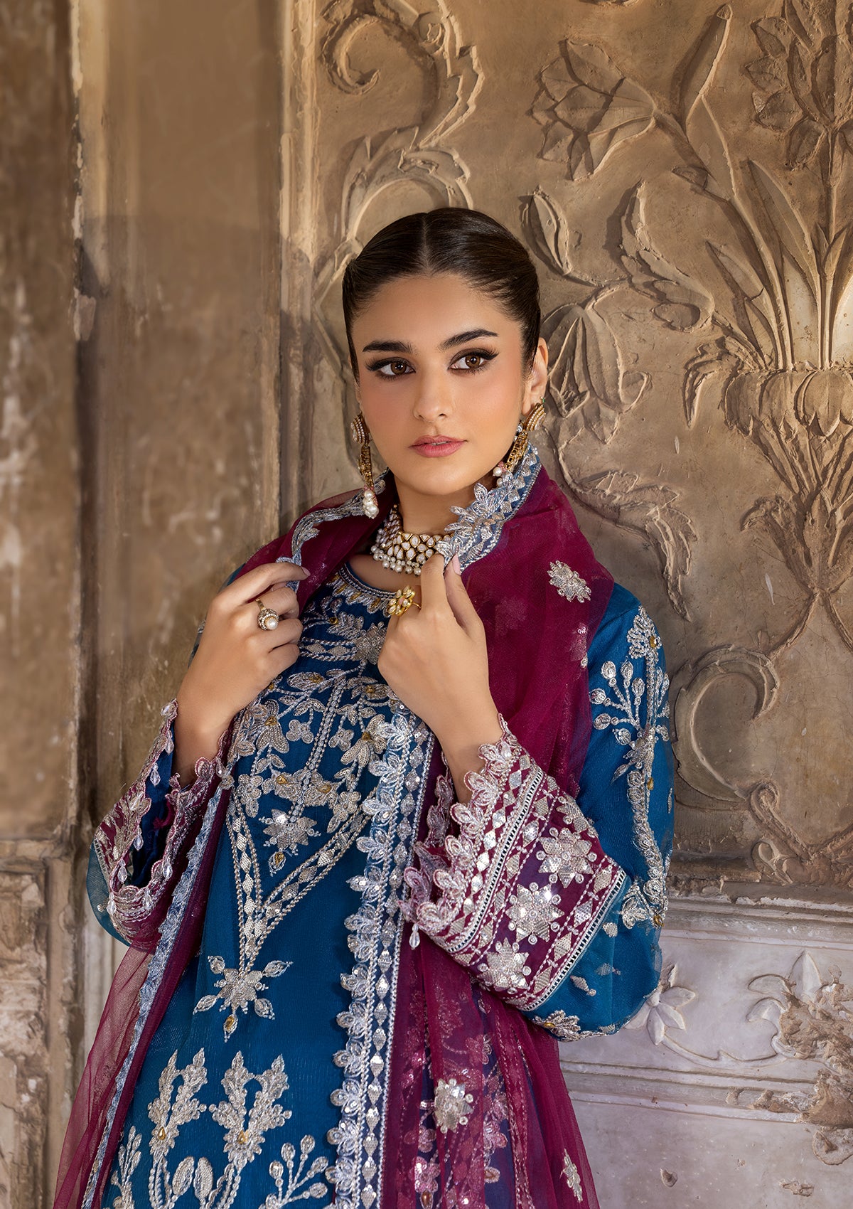 Embroidered Net BT6633-BLU