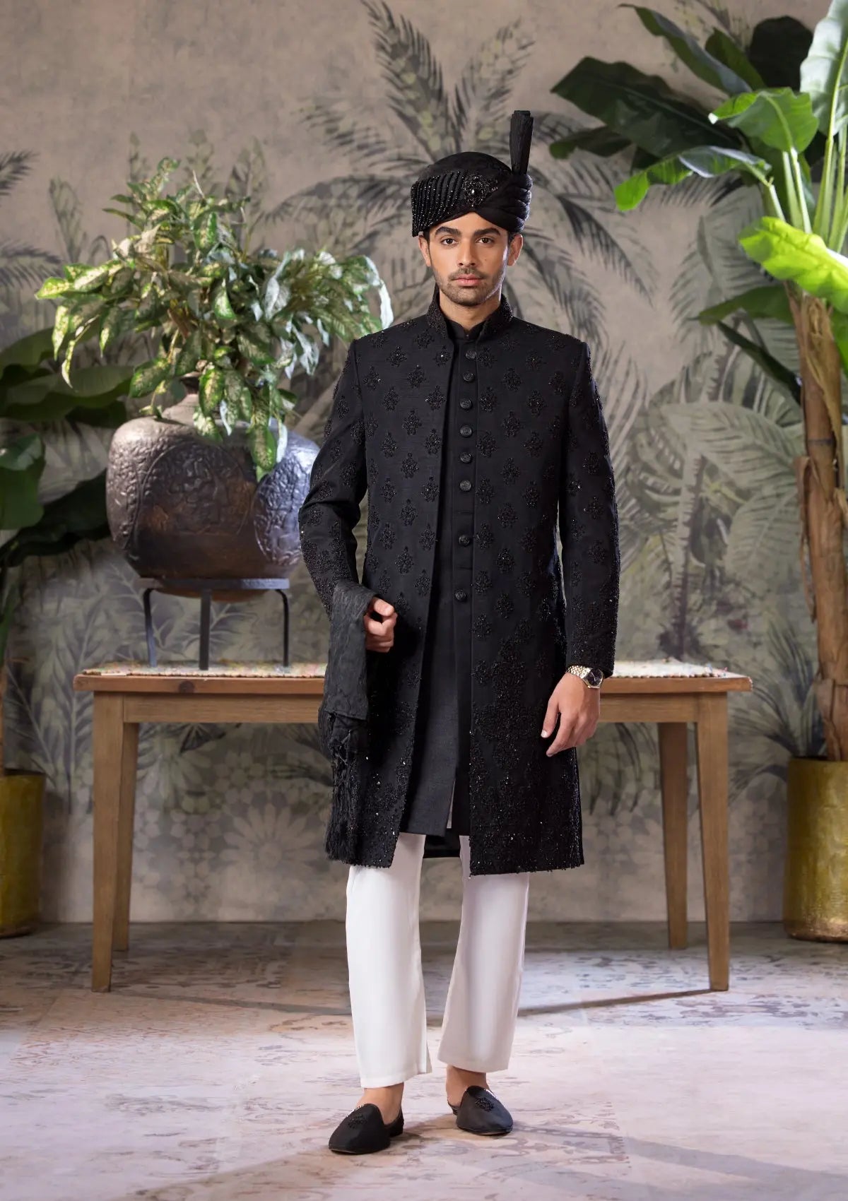Bin Tayyab Sherwani (TD-1780) Black Bin Tayyab