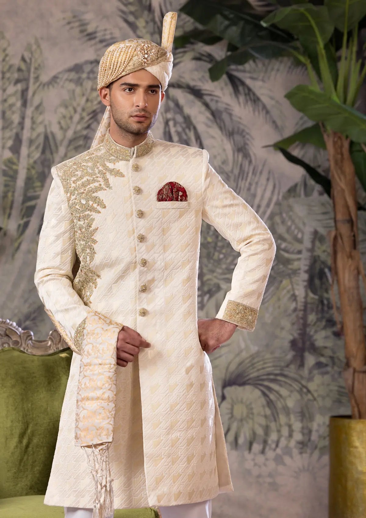 Bin Tayyab Sherwani (TD-1746) WHITE Bin Tayyab