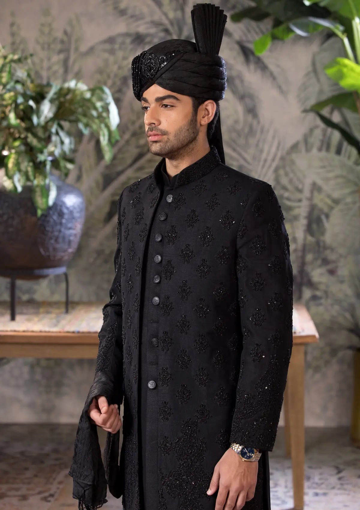 Bin Tayyab Sherwani (TD-1780) Black Bin Tayyab