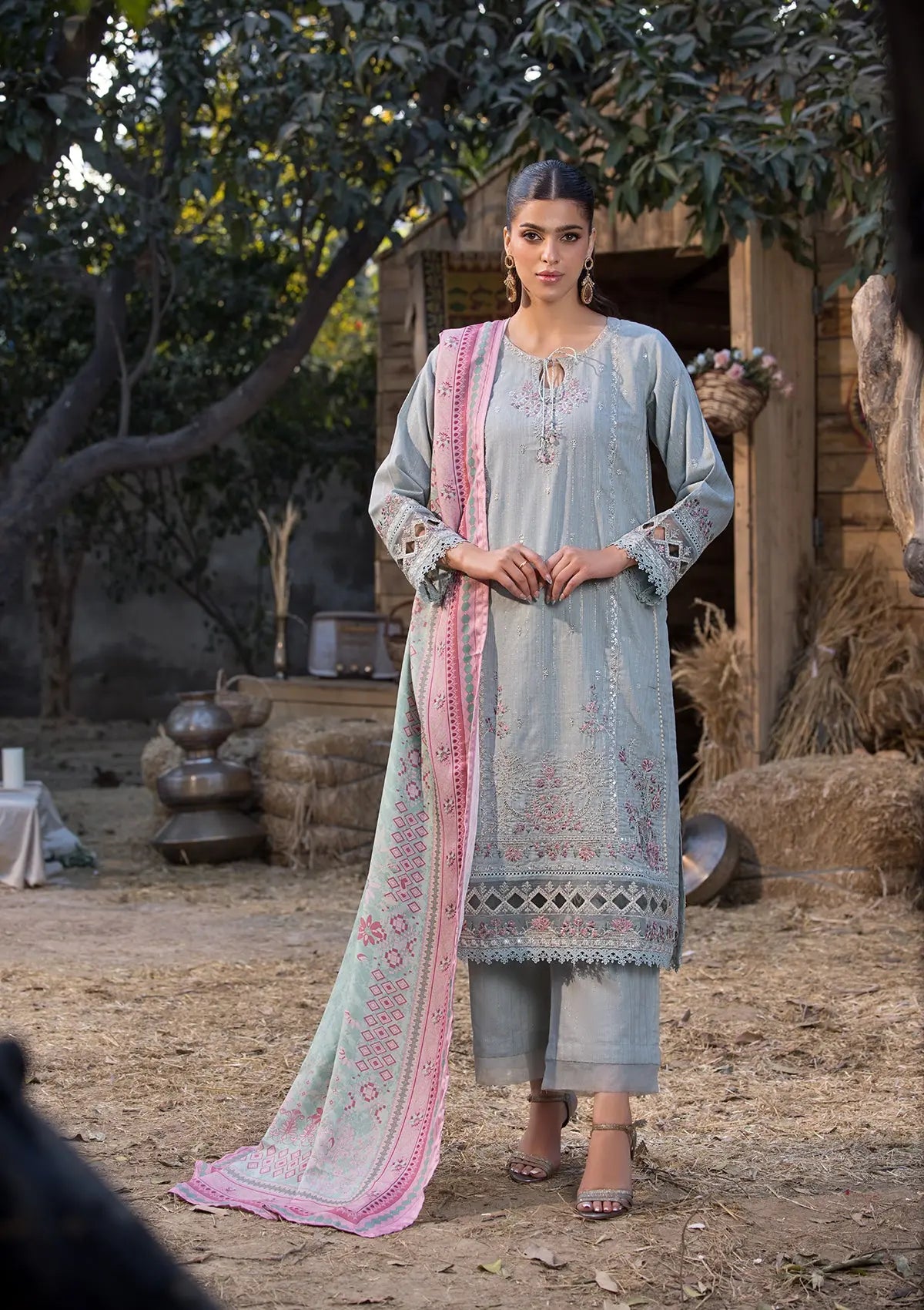 Khaddar (BT107) 3-Piece Stitch Suit Sky Blue Bin Tayyab
