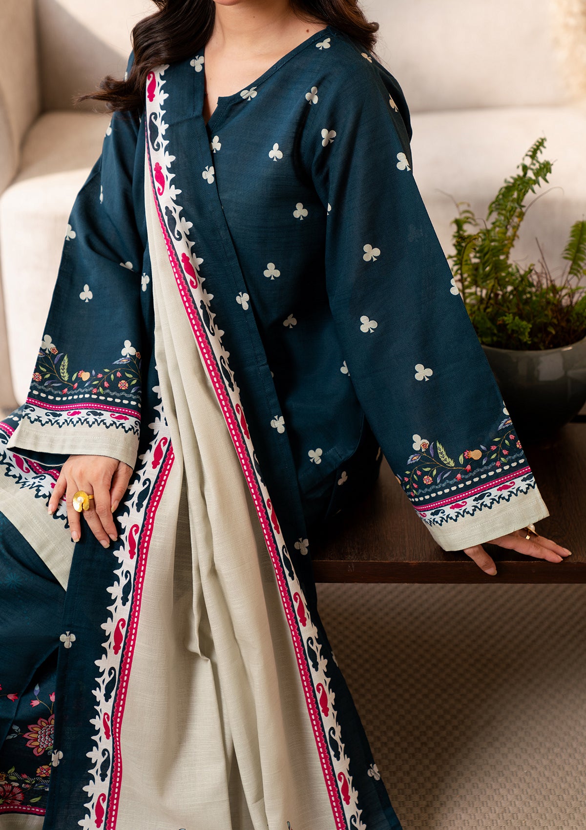 PRINTED KHADDAR BT006966-BLU