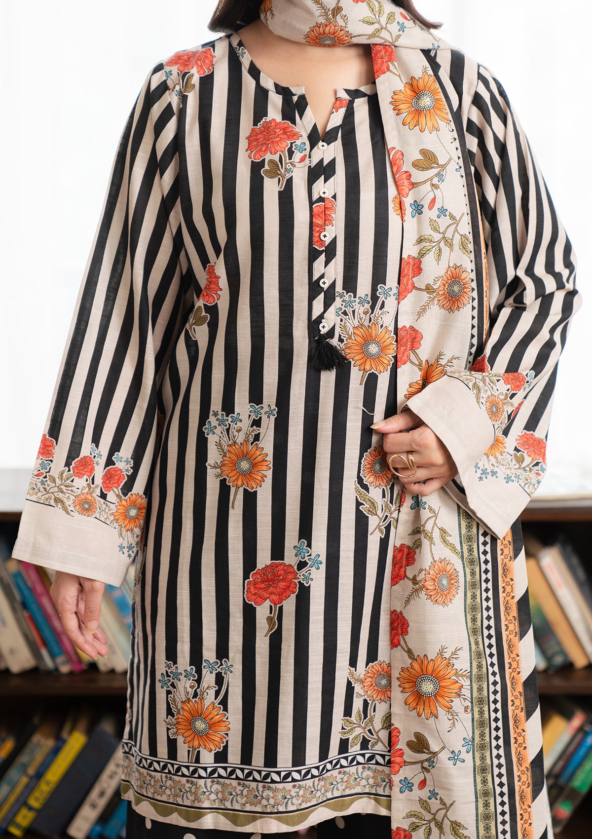 PRINTED KHADDAR BT006966-BLK