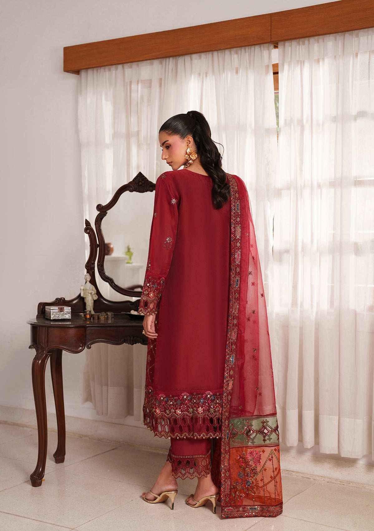 Embroidered Organza BT6559-MRN Bin Tayyab