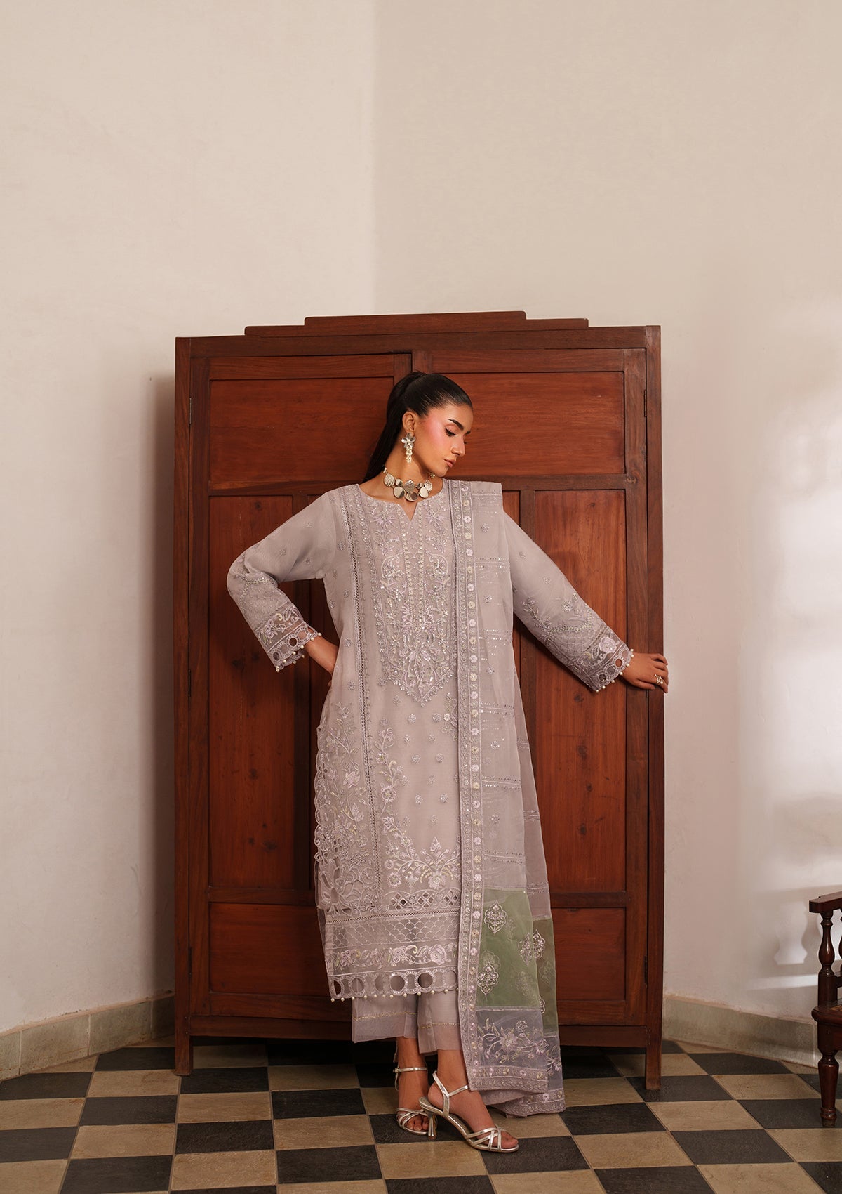 Embroidered Organza BT6537-L-PPR Bin Tayyab