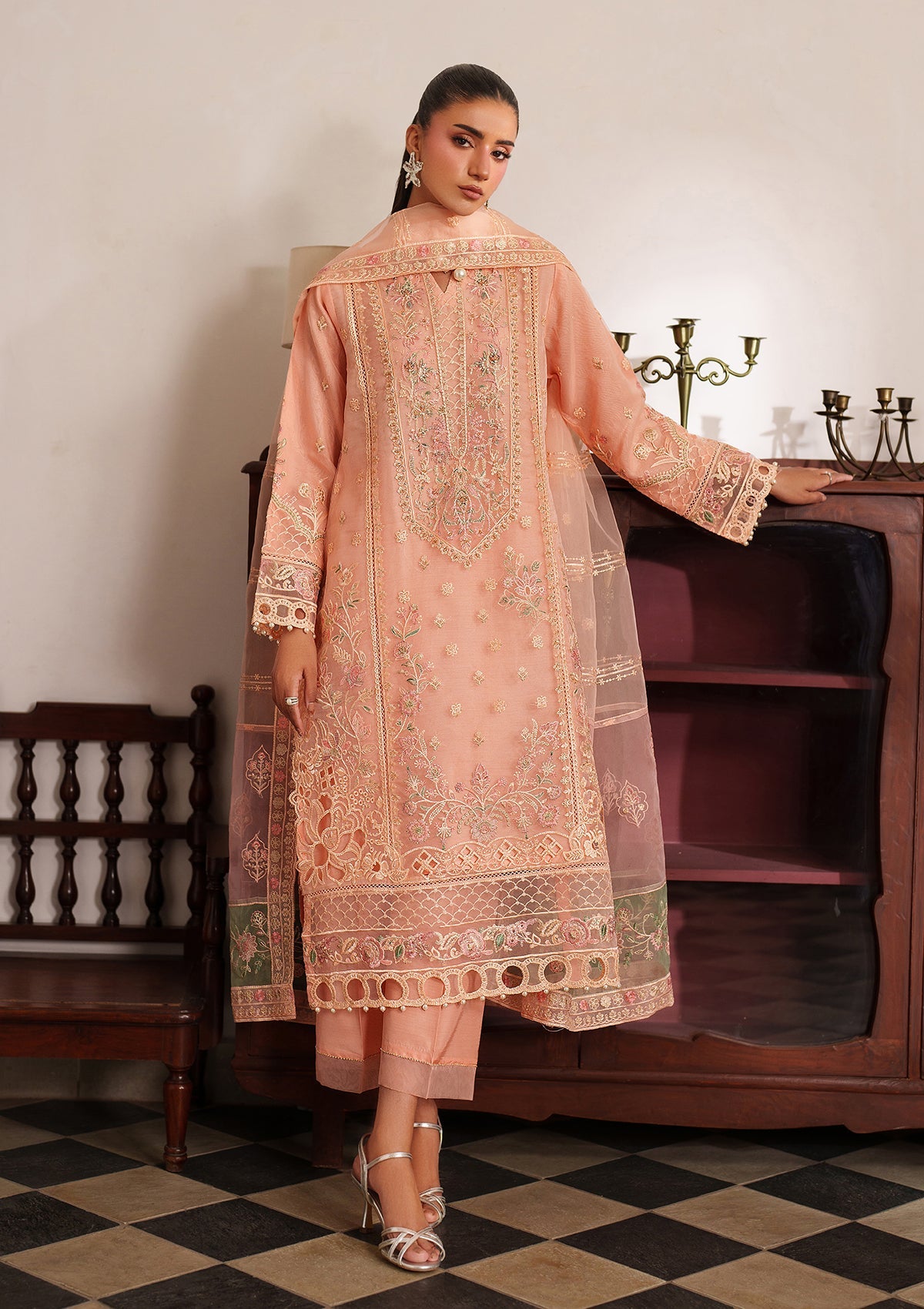 Embroidered Organza BT6537-PCH Bin Tayyab