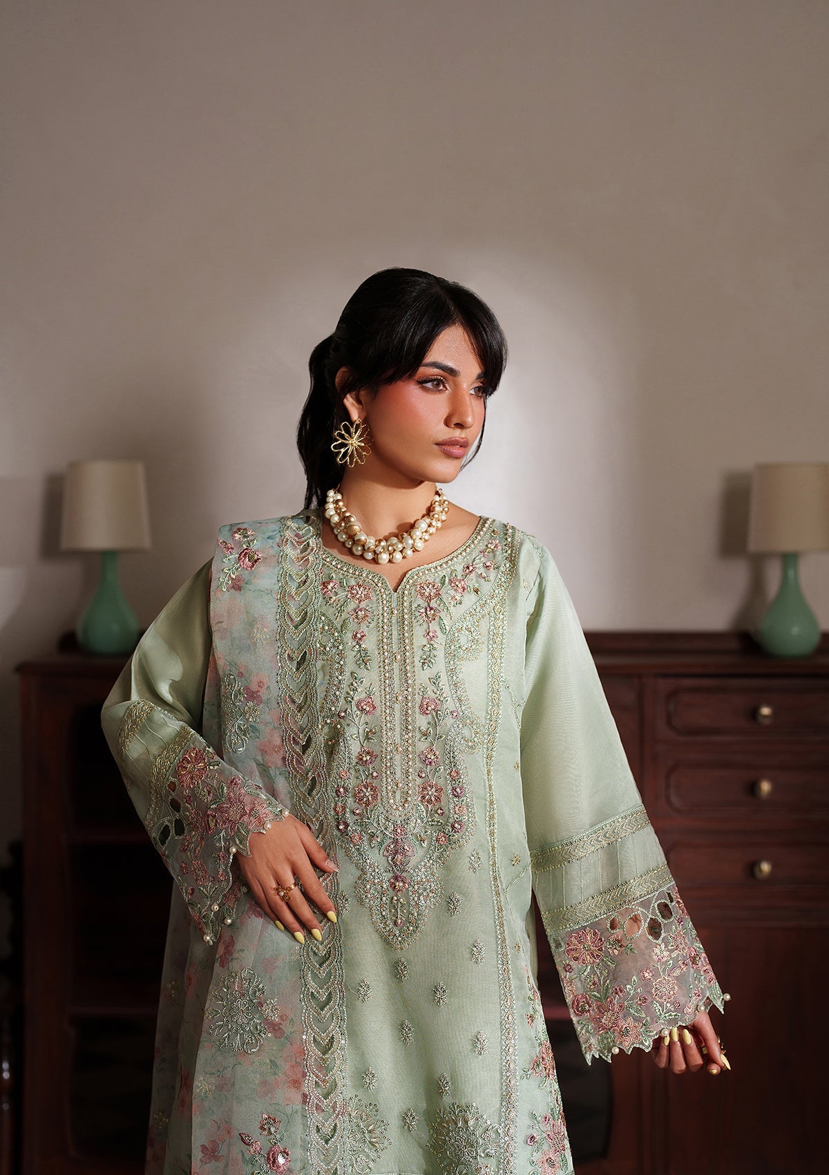 Embroidered Organza BT6558-MNT Bin Tayyab