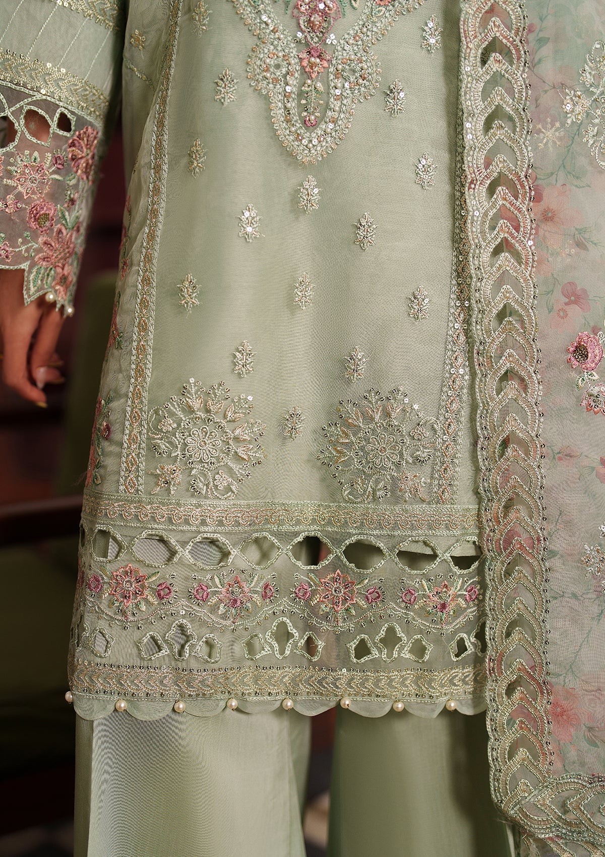 Embroidered Organza BT6558-MNT Bin Tayyab