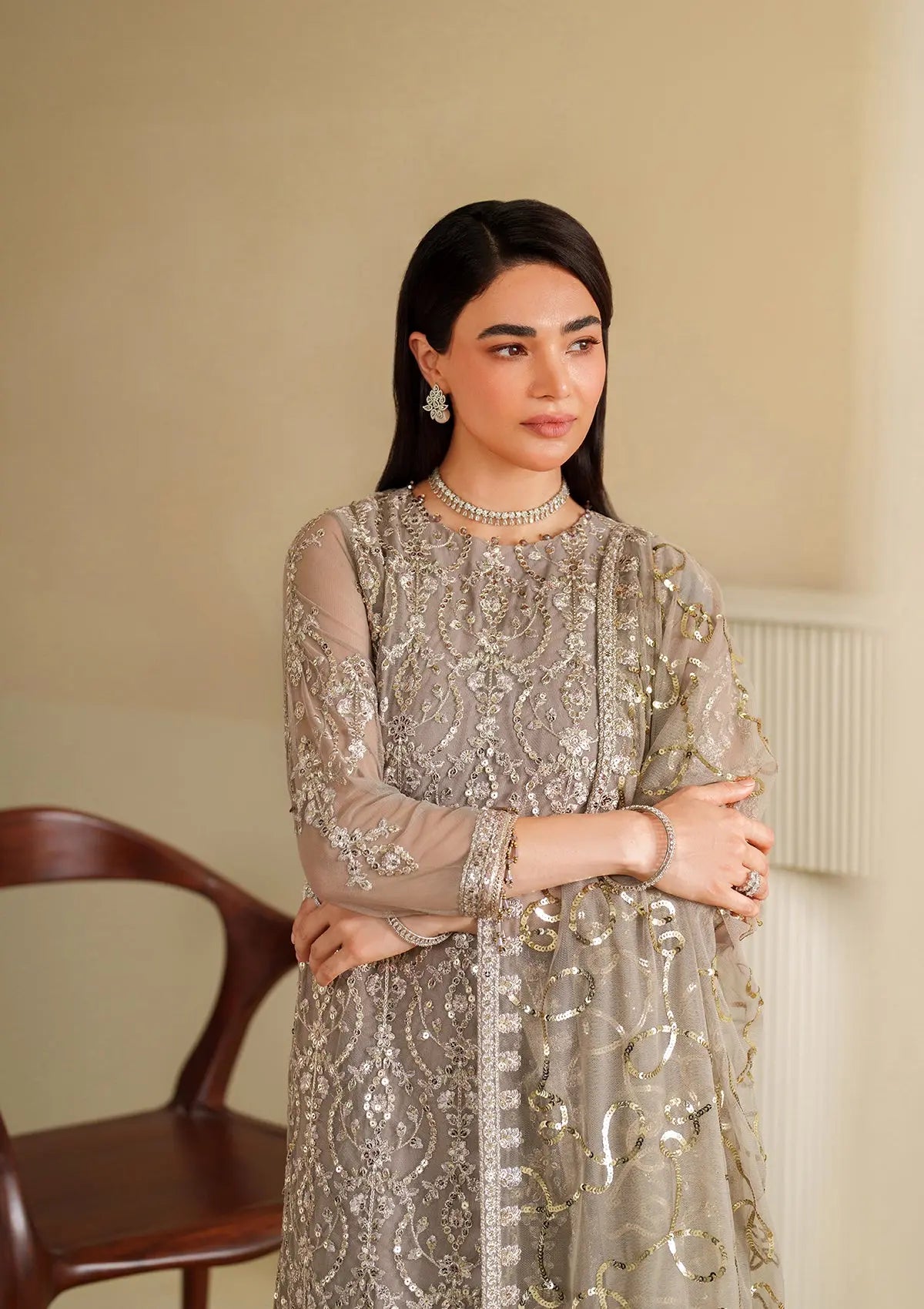 Embroidered Net BT6487-SKN Bin Tayyab