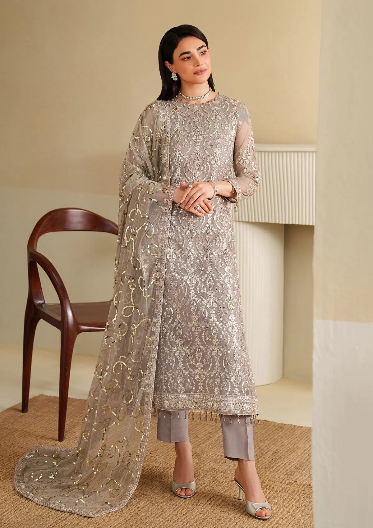 Embroidered Net BT6487-SKN Bin Tayyab