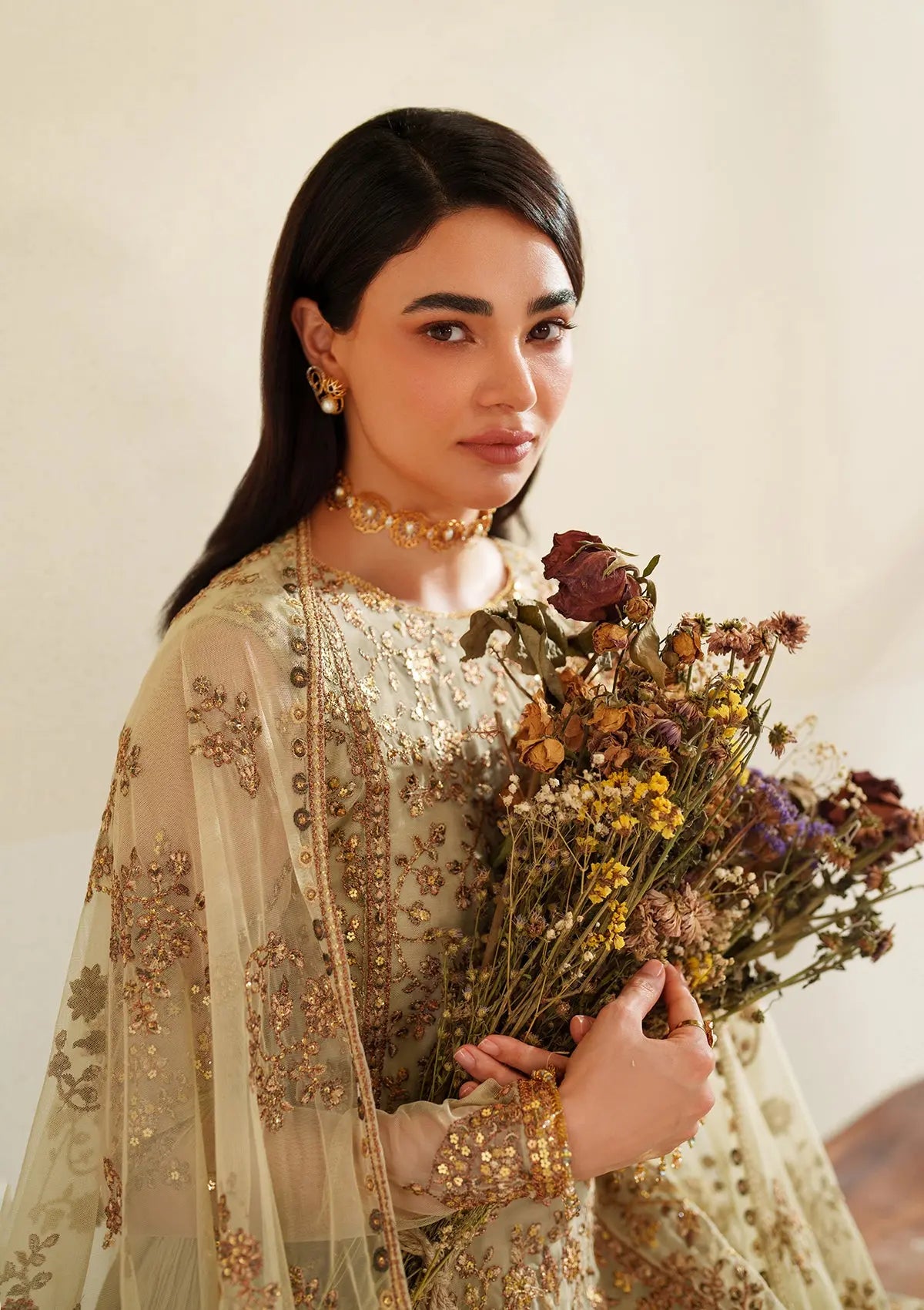 Embroidered Net BT6542-CRM Bin Tayyab