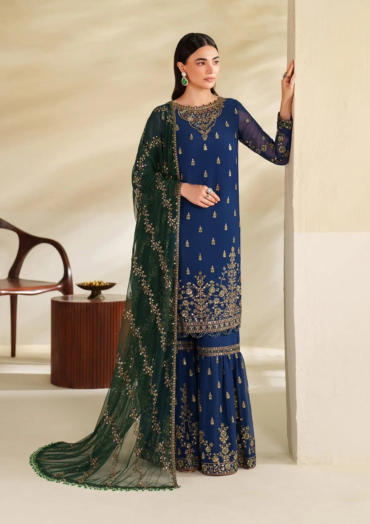 Embroidered Chiffon BT6528-BLU Bin Tayyab