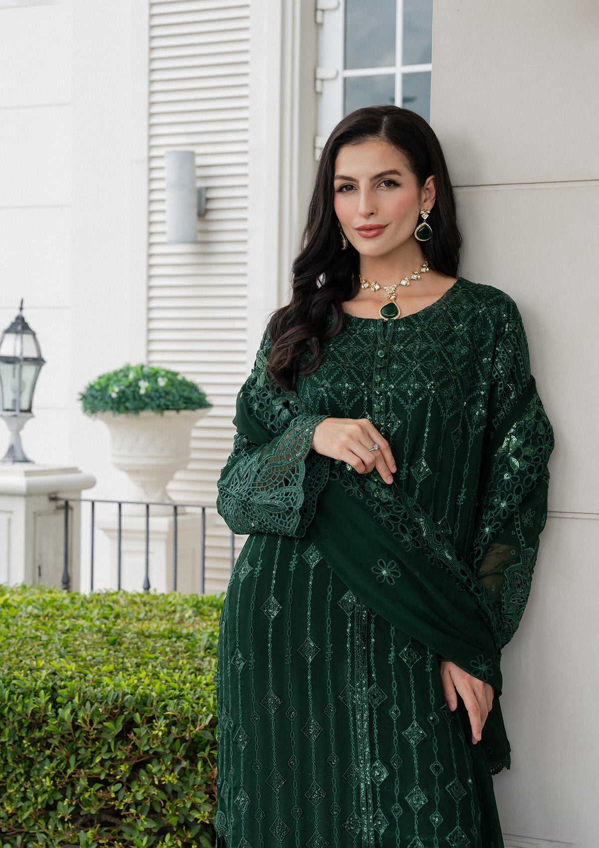 Embroidered Chiffon BT006981-GRN