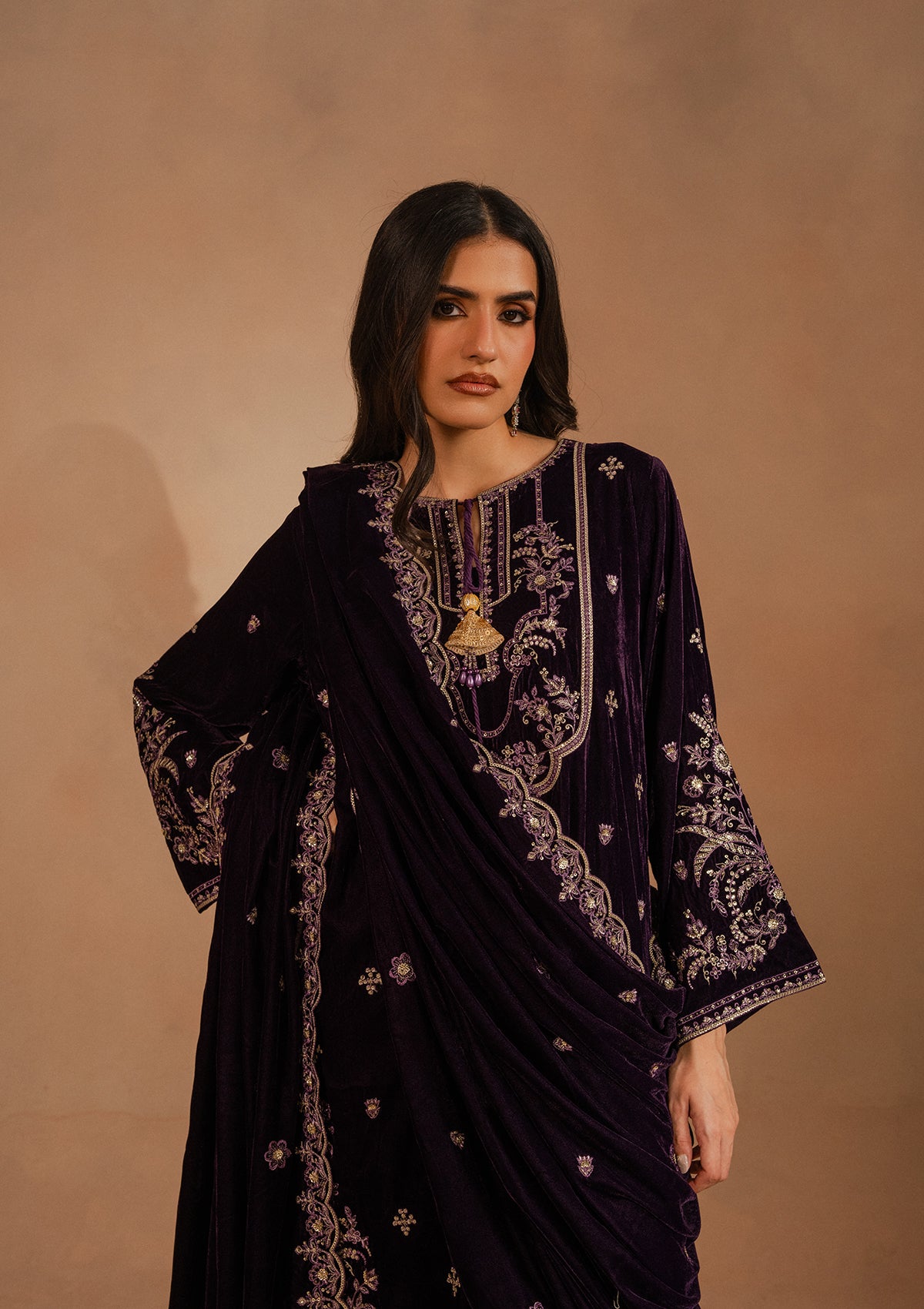 Embroidered Velvet BT007025-PRP